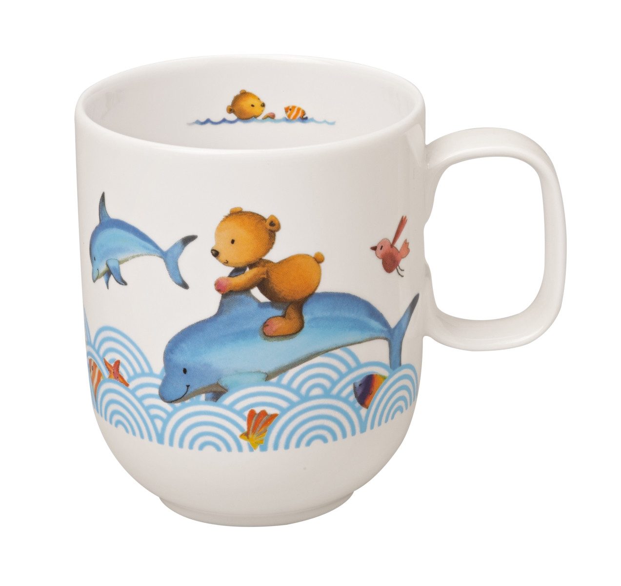 Villeroy & Boch Becher Happy as a Bear Kinderbecher mit Henkel groß 0,28l, Premium Porcelain