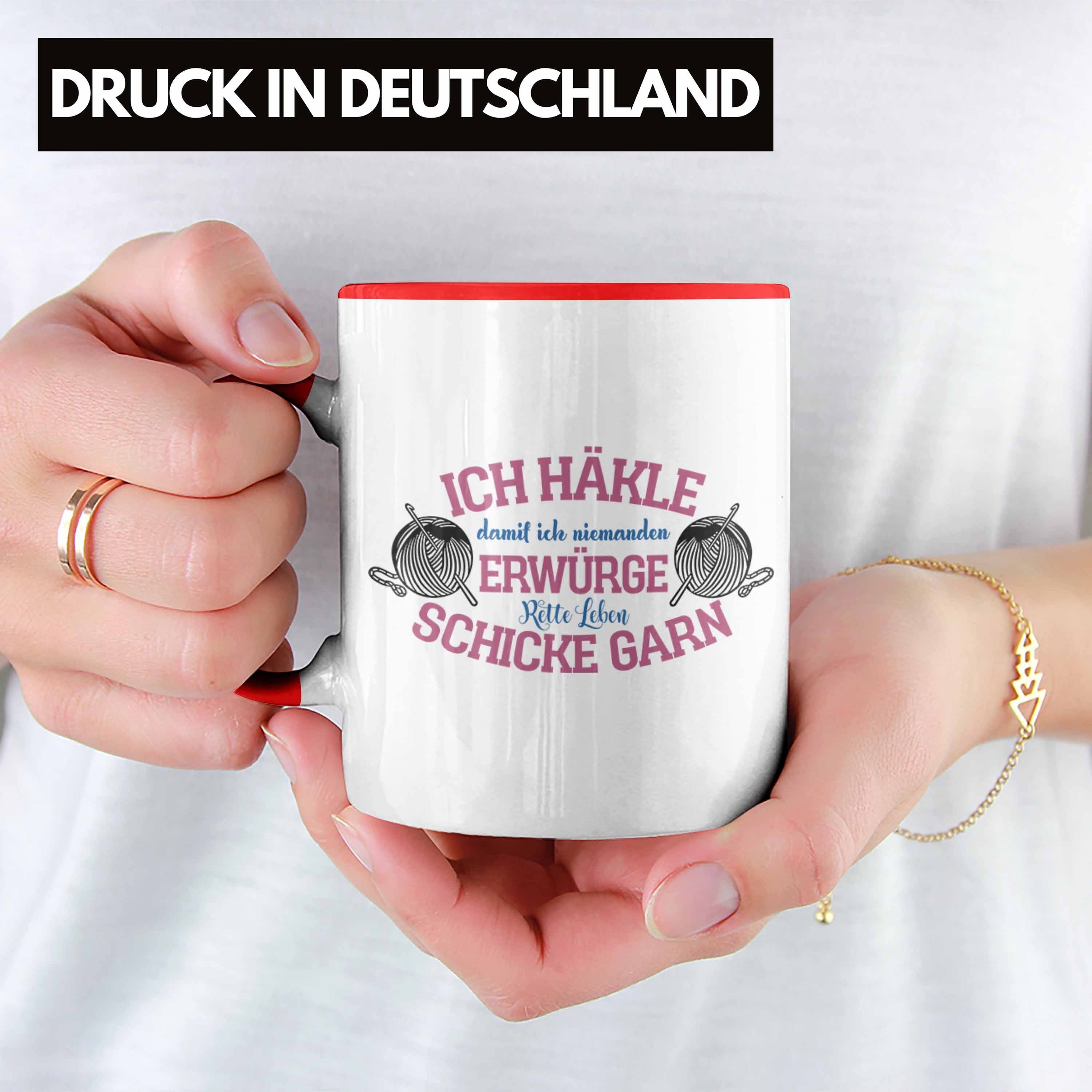 Garn-Tasse Strick- Geschenkidee Rot Tasse Häkelbegeisterte und Trendation für