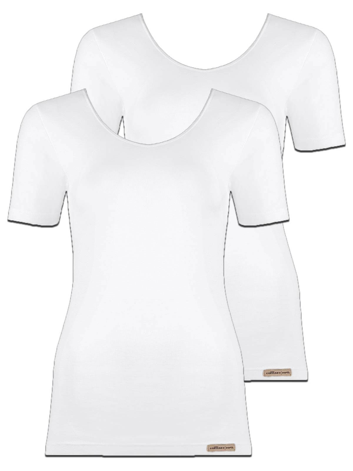 COMAZO Unterhemd 2er Pack Baumwoll Damen Shirt Unterhemd (Stück, 2-St) Vegan weiss