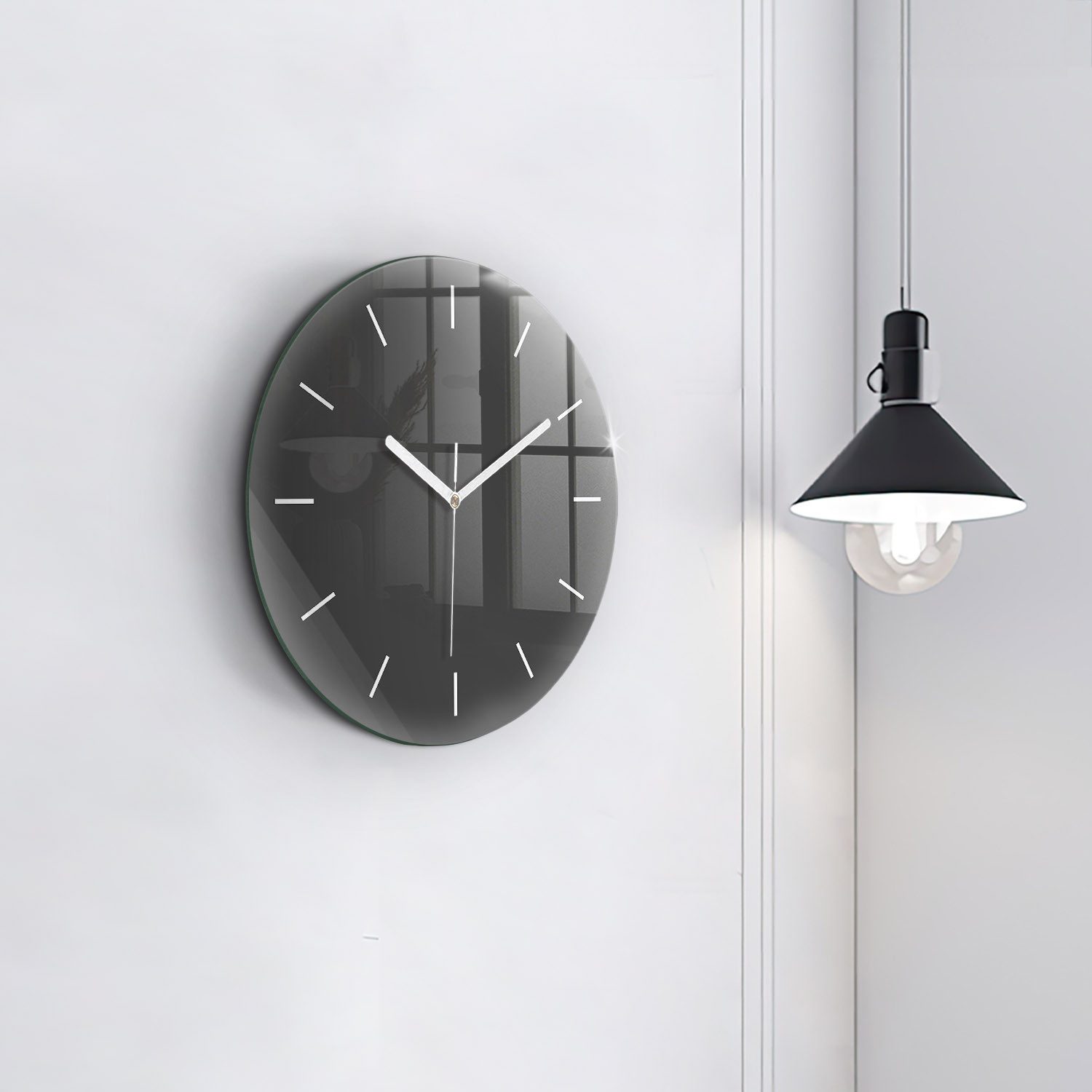 Tulup Wanduhr Wanduhr Glasrunde Uhr Moderne Glaswanduhr 30cm Uhr aus gehärtetem Glas