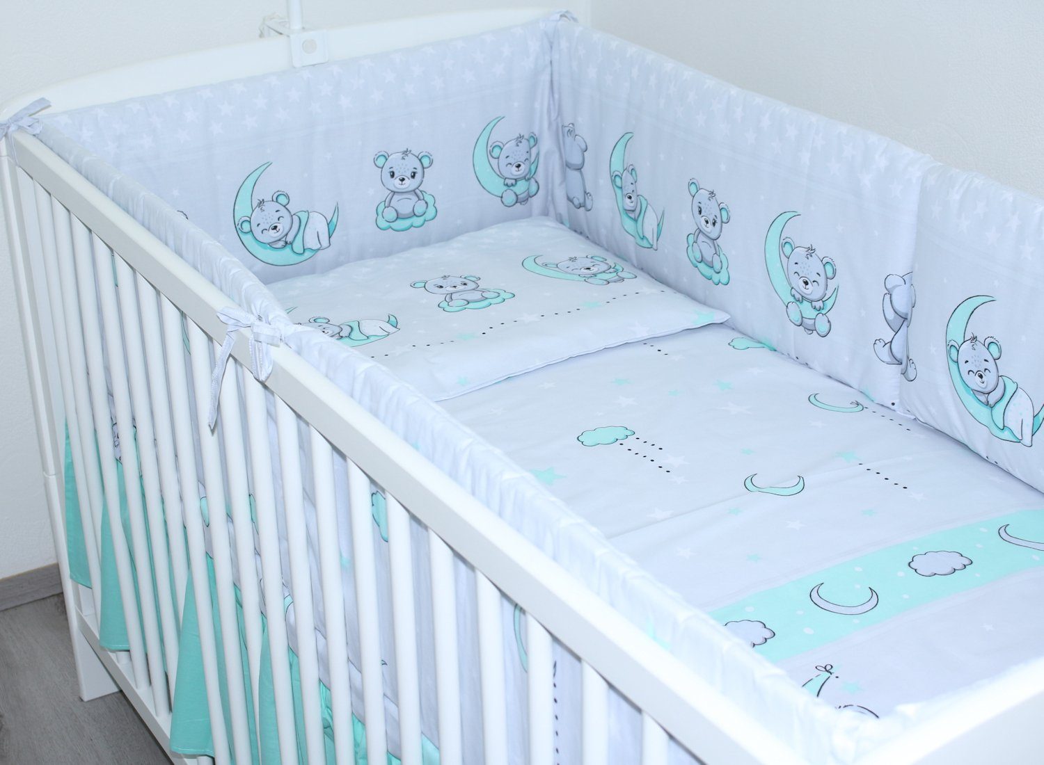 Babybettwäsche Baby Kinder Bettset- 3 teiliges mit 420 Nestchen Bettwäsche