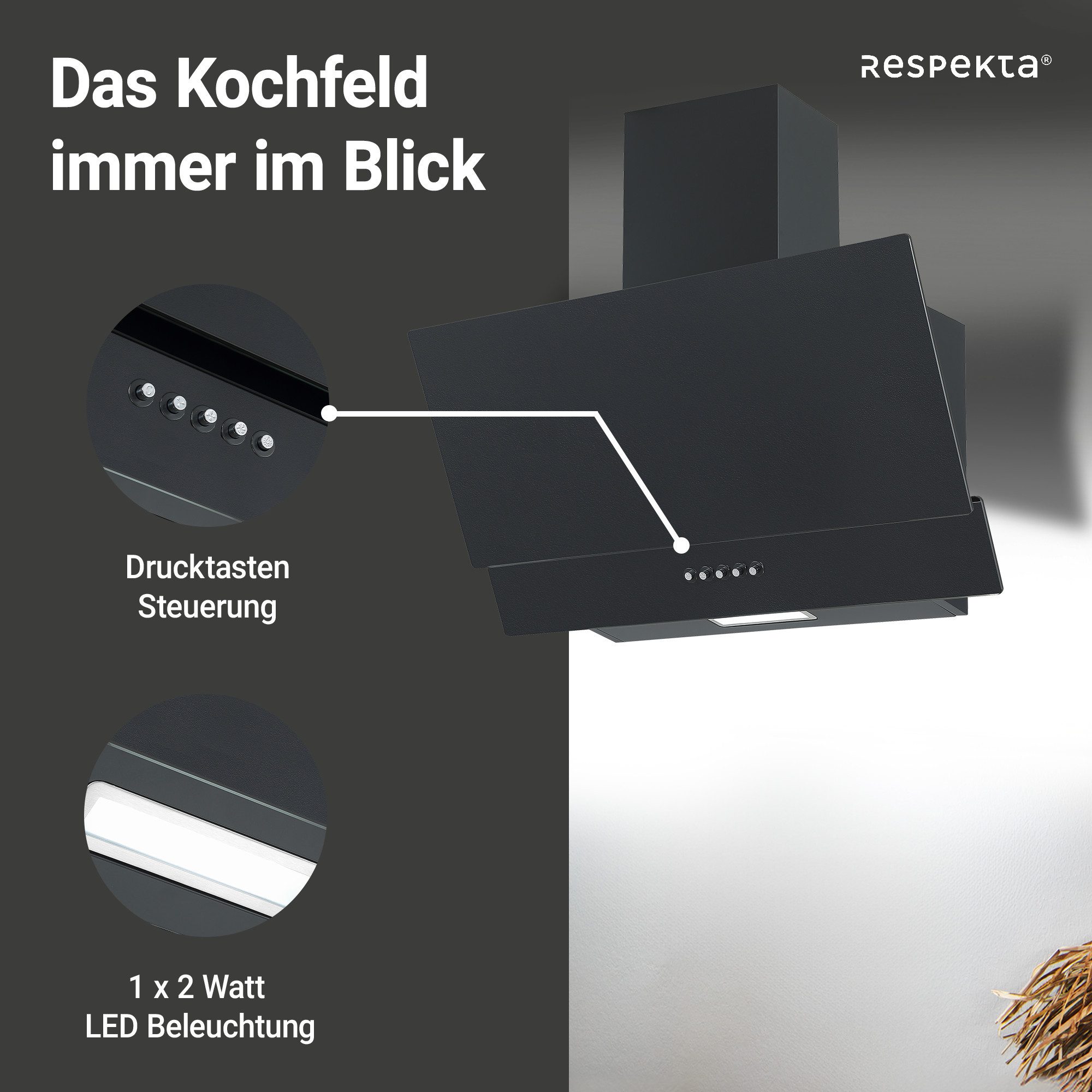 RESPEKTA Kopffreihaube Sasha Serie CH35060MS-19 Sasha, EEK: A+; LED-Beleuchtung; 3 Leistungsstufen
