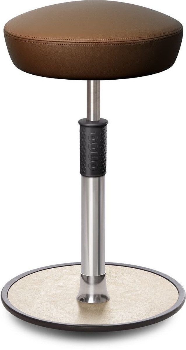 ONGO Stehhilfe Sitz- Stehhocker Free Tall Hutsitz Boxmark Leder Braun chrom /cremewei