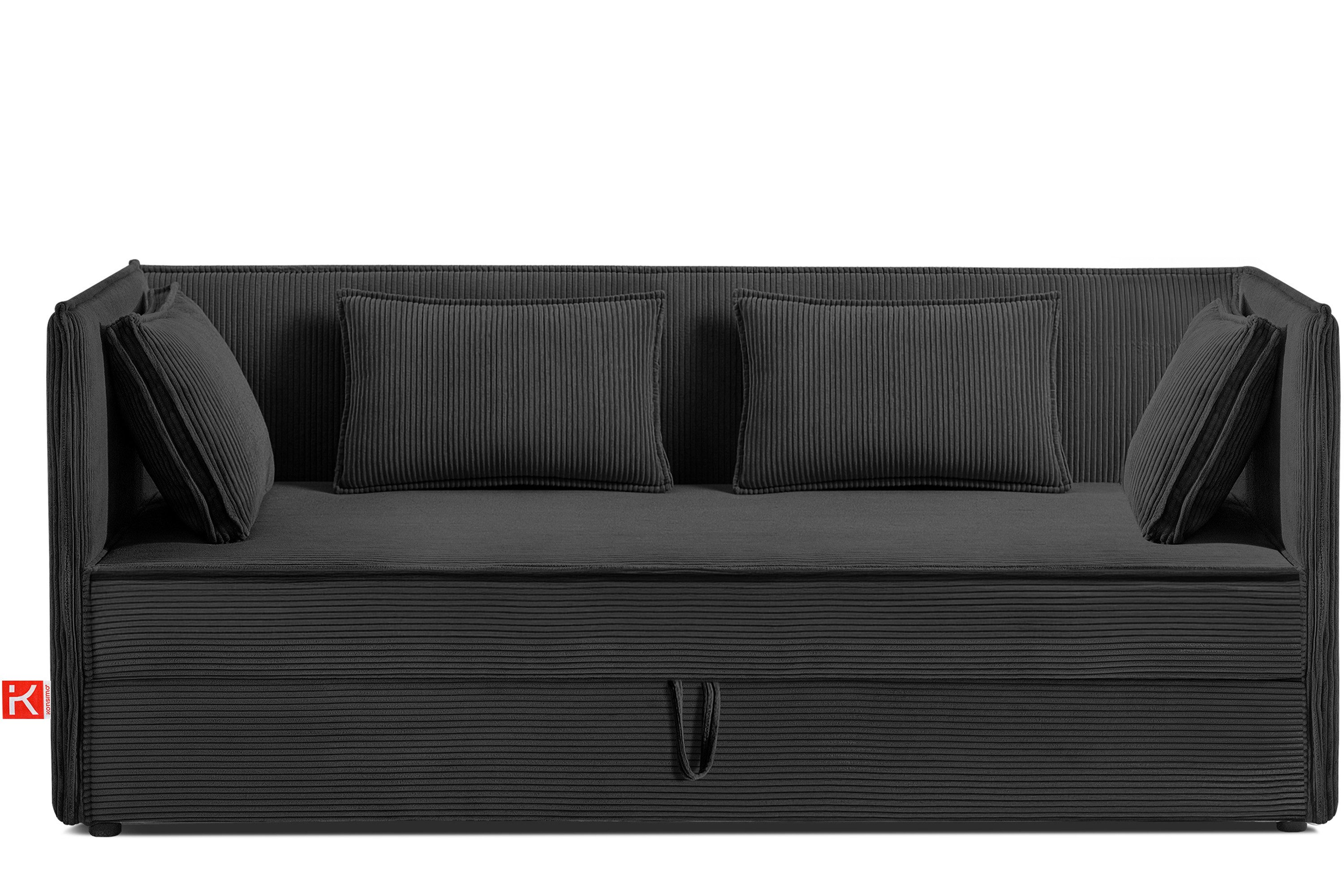 KONSIMO® Boxspringbett ROTI Polsterbett, Daybett, Tagesbett, Jugendbett, 90 cm x 200 cm (1-Person Boxspringbett, mit Rückenlehne und gepolsterten Seitenwänden), hergestellt in der EU, inklusive Kissen, mit großem Bettkasten