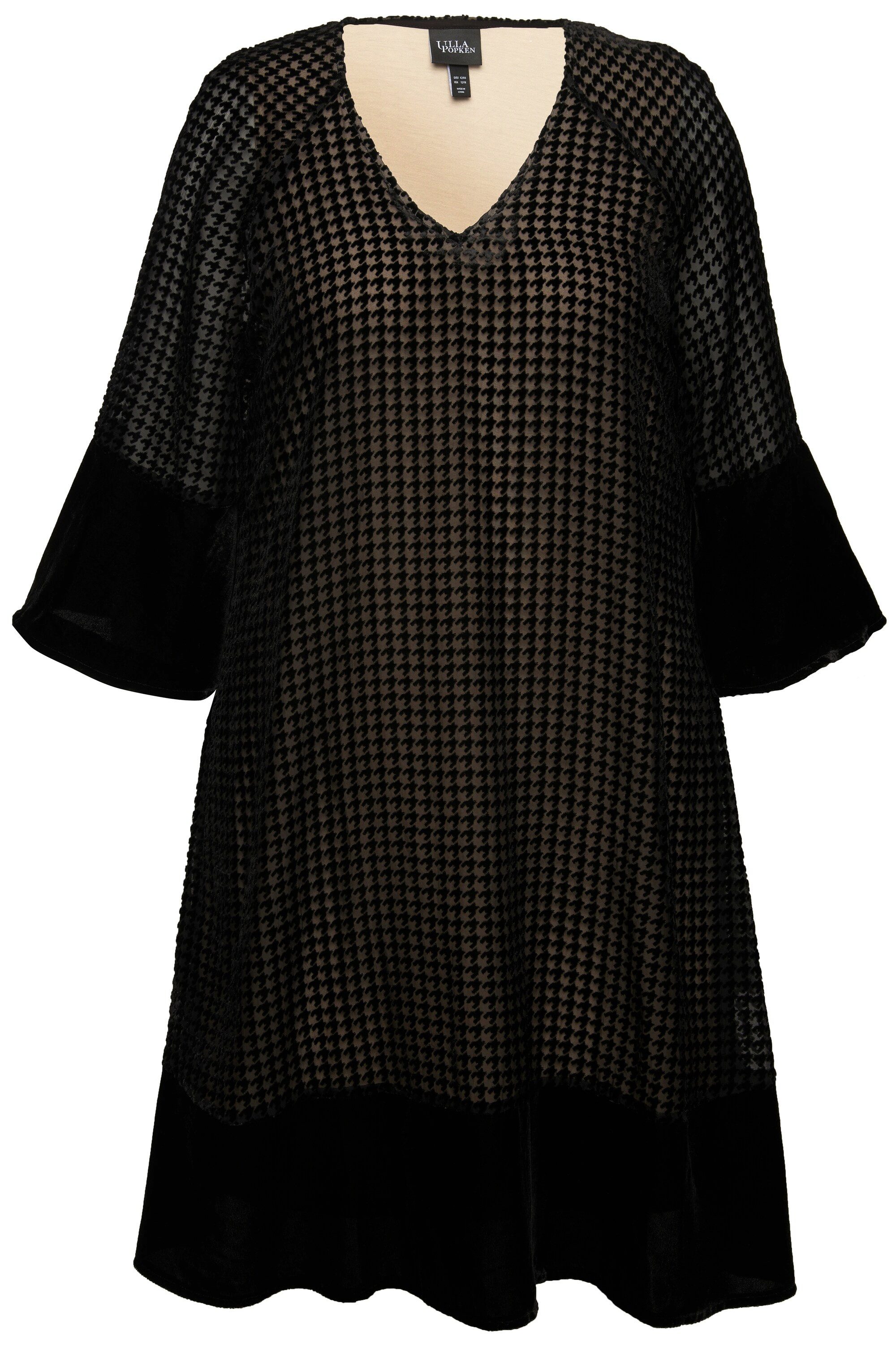 Ulla Popken Cocktailkleid Samtkleid A-Linie Ausbrennermuster günstig online kaufen
