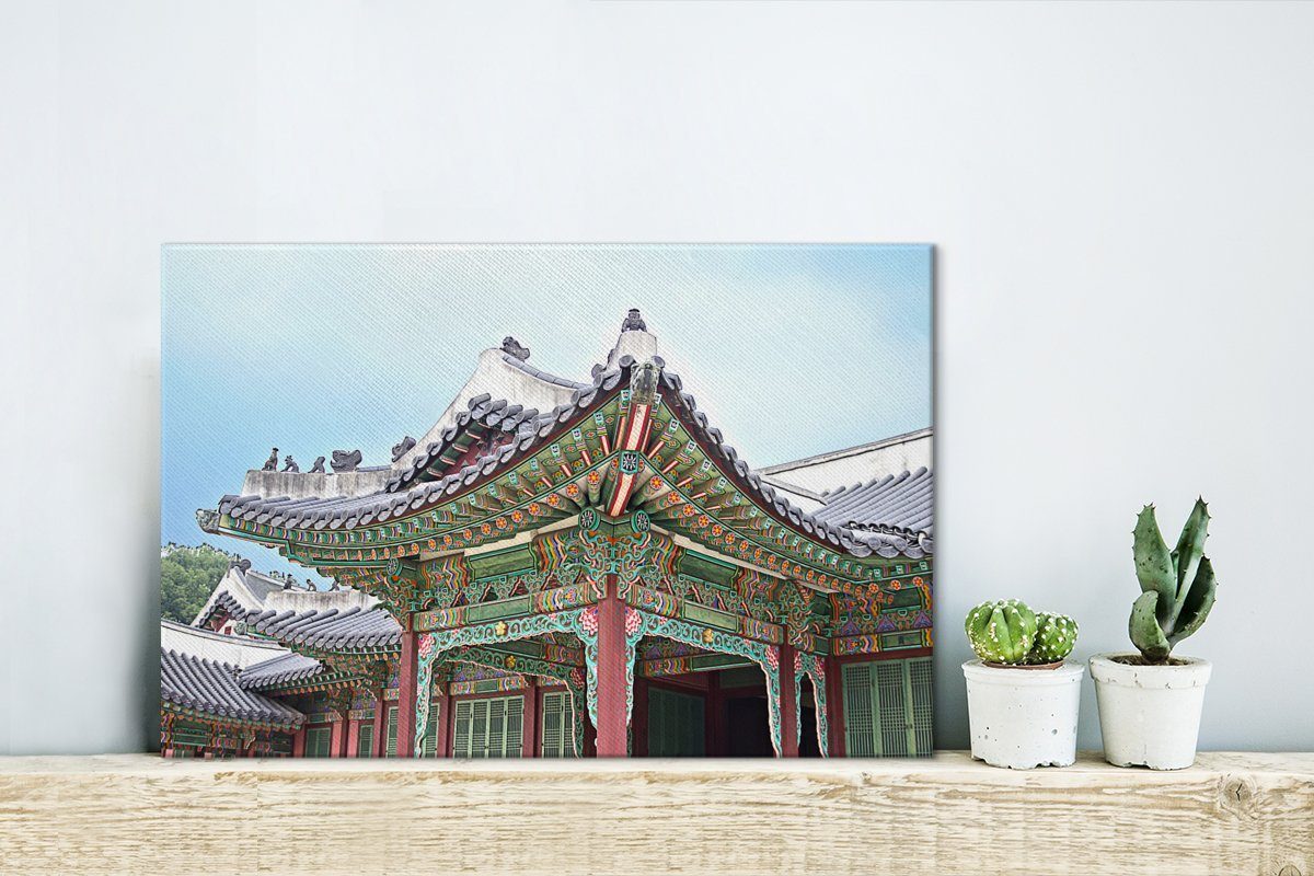 OneMillionCanvasses® Leinwandbild Traditionelle 30x20 Wanddeko, koreanische cm Changdeokgung, Aufhängefertig, Wandbild Struktur Leinwandbilder, St), in (1