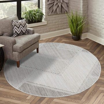 Teppich LINDO 8877, Carpet City, rund, Höhe: 11 mm, Kurzflor, Hochtief-Muster/ 3D-Effekt, Boho-Stil, Wohnzimmer