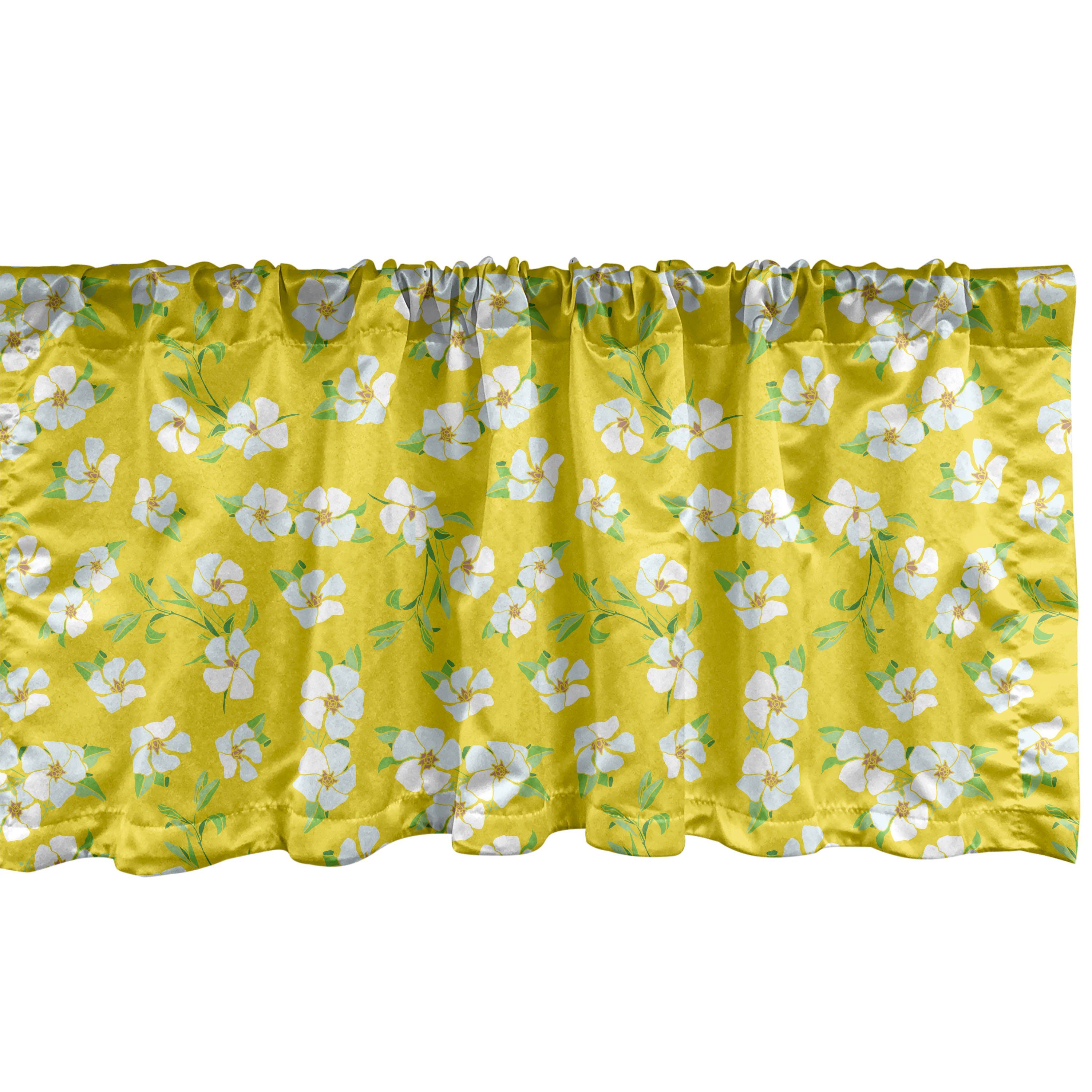 Scheibengardine Vorhang Volant für Küche Schlafzimmer Dekor mit Stangentasche, Abakuhaus, Microfaser, Blumen Wiese Blumen Blätter