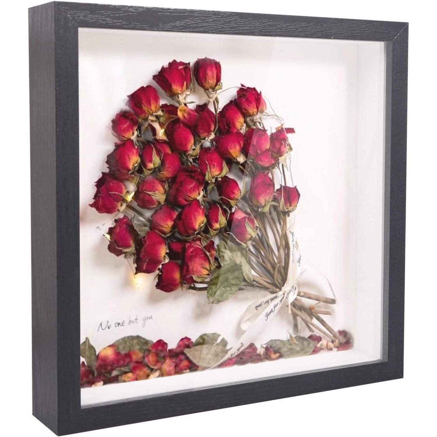 LuxusKollektion Bilderrahmen zum Basteln Bilderrahmen 3D Befüllbar 20x20cm Tief Holz Fotos DIY Schwarz