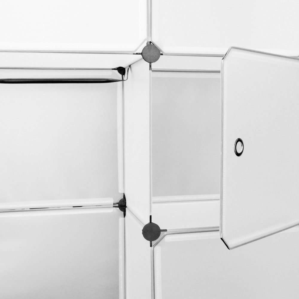 Clanmacy DIY mit Weiß Kleiderschrank Aufbewahrungsschrank Kleiderschrank Schrank Multifunktionsregal Türen