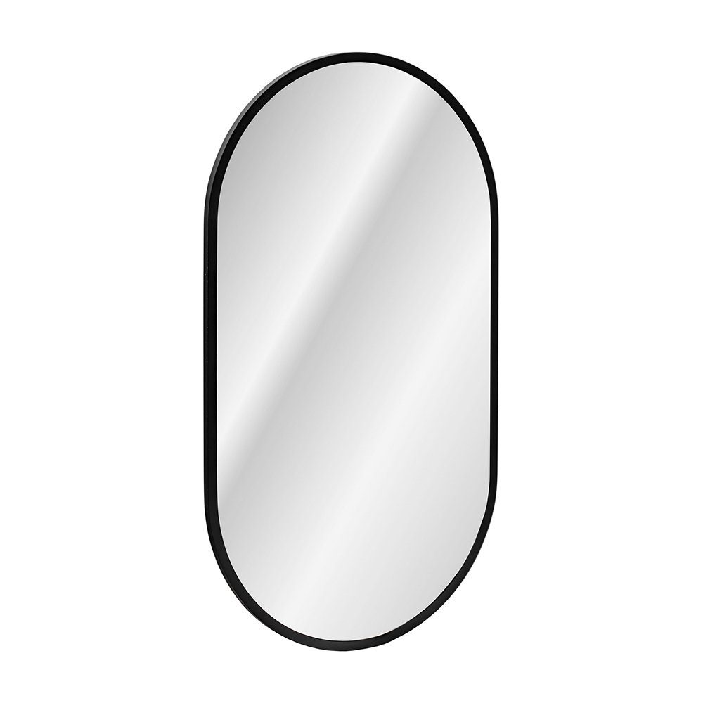 Lomadox Badspiegel LED schwarz, Badezimmer 50/90/3,5 in cm B/H/T ca. Spiegel, ADELAIDE-56-BLACK, oval