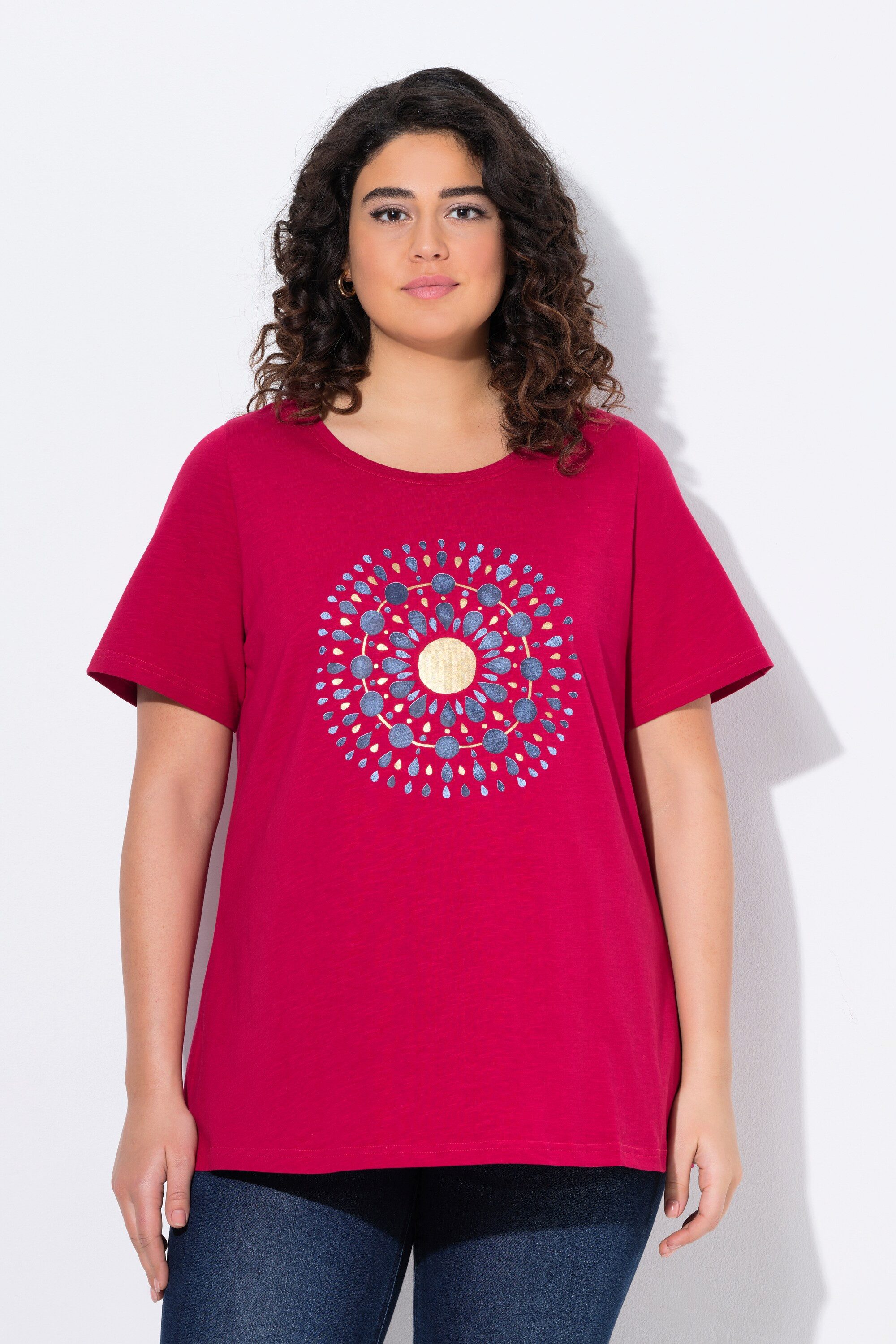 Ulla Popken T-Shirt T-Shirt Mandala A-Linie günstig online kaufen