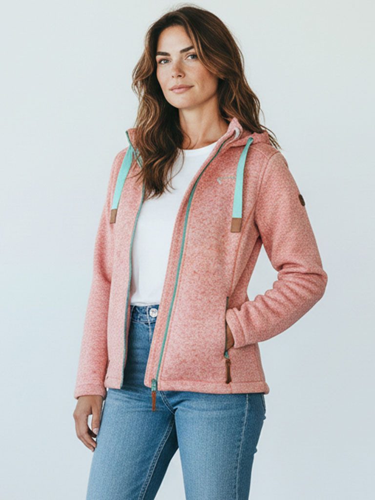 Fleecejacke Poel Damen Wollfleece-Jacke Kapuze - Damenjacke Fleece windabweisend