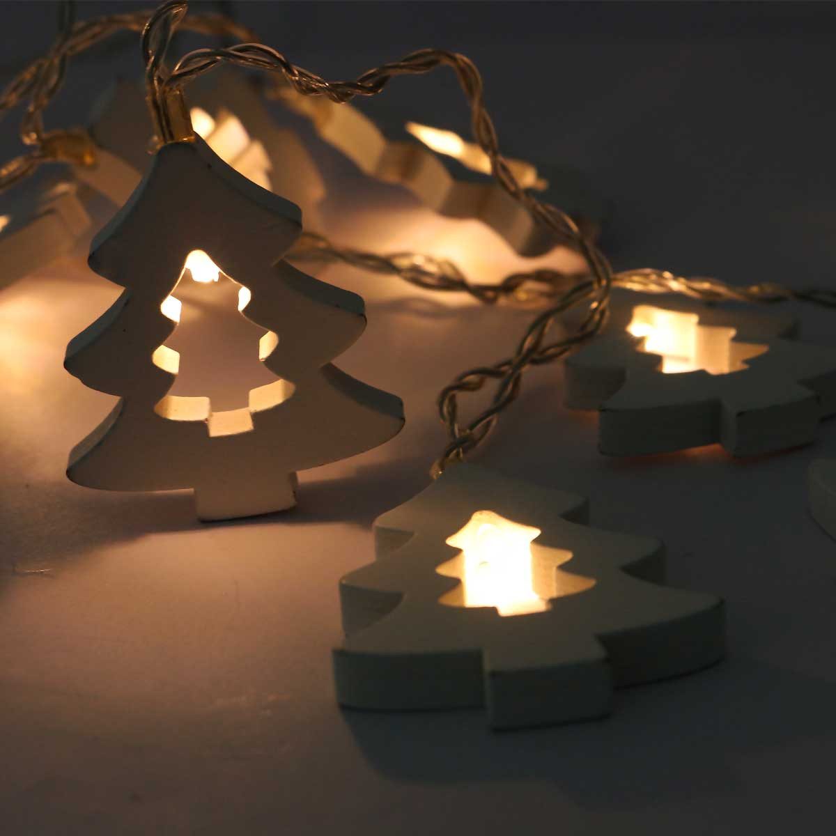 EGB LED-Lichterkette Lichterkette, 10 Tannenbäume, Batterie & Timer, ww