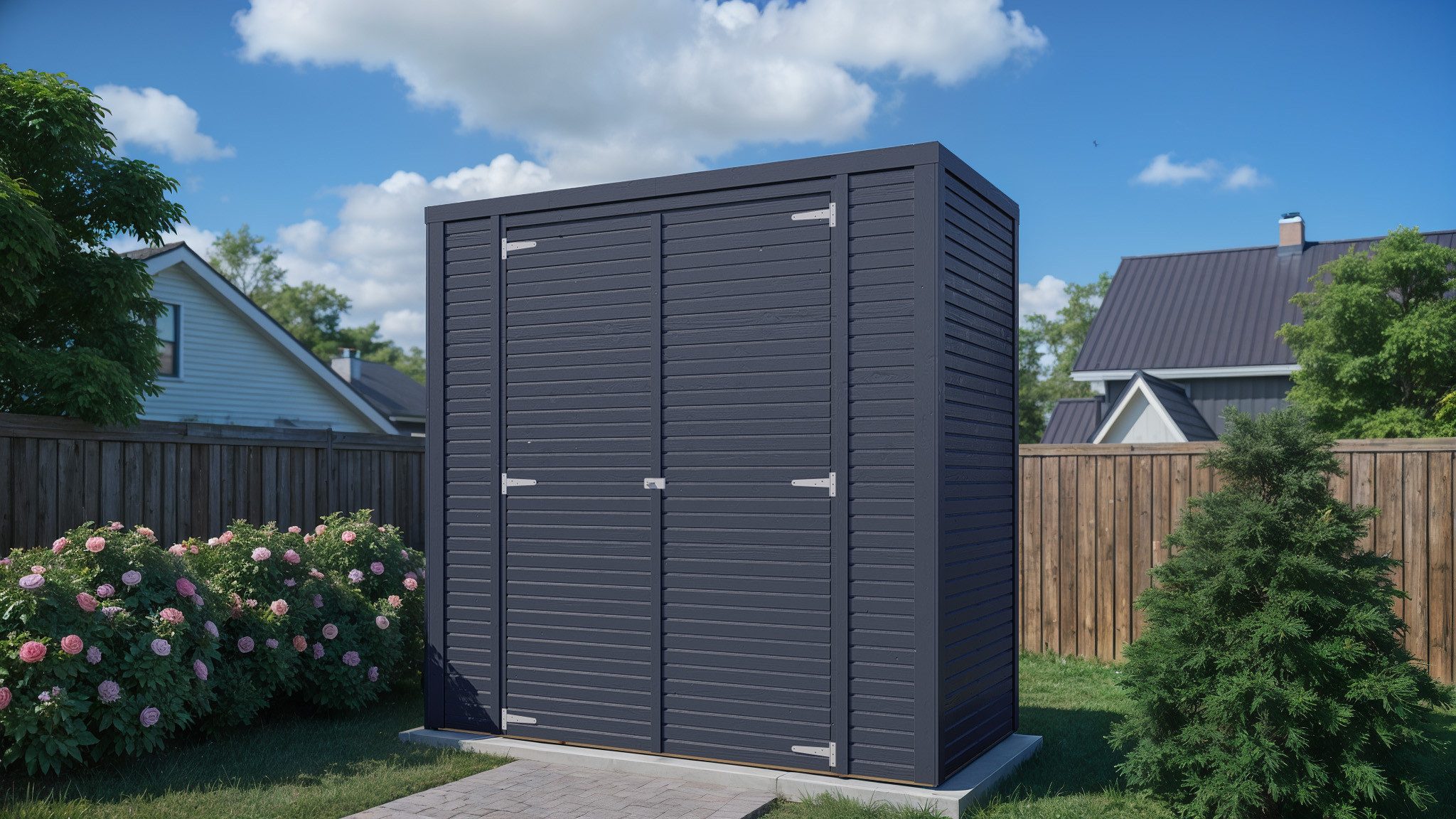 BERTILO Gerätehaus Box 1, in verschiedenen Farben, BxT: 207,2x110,2 cm, Hohe Doppeltür, hohe Wände – mehr Raum