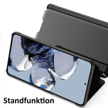 FITSU Handyhülle Spiegel Hülle für Xiaomi 12T Handytasche 6,67 Zoll, Schlanke Klapphülle, elegantes Flipcase, Handyhülle mit Standfunktion