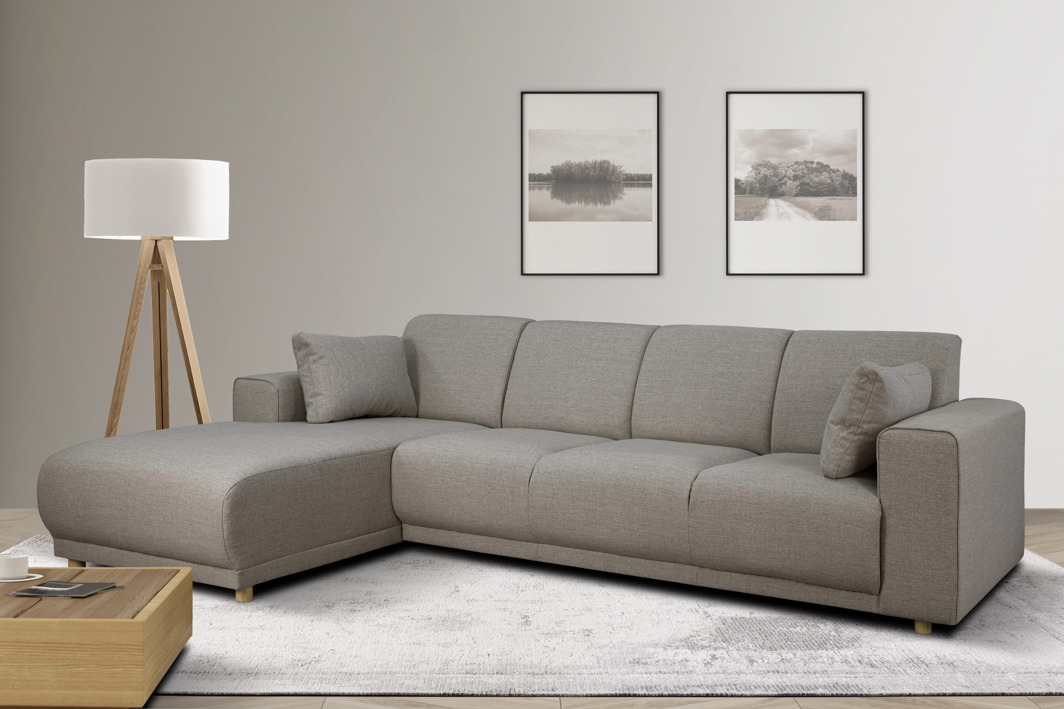 OTTO home Ecksofa LEMPS wahlweise Recamiere links oder rechts L-Form, incl. Zierkissen, Stellmaße 297x162 cm