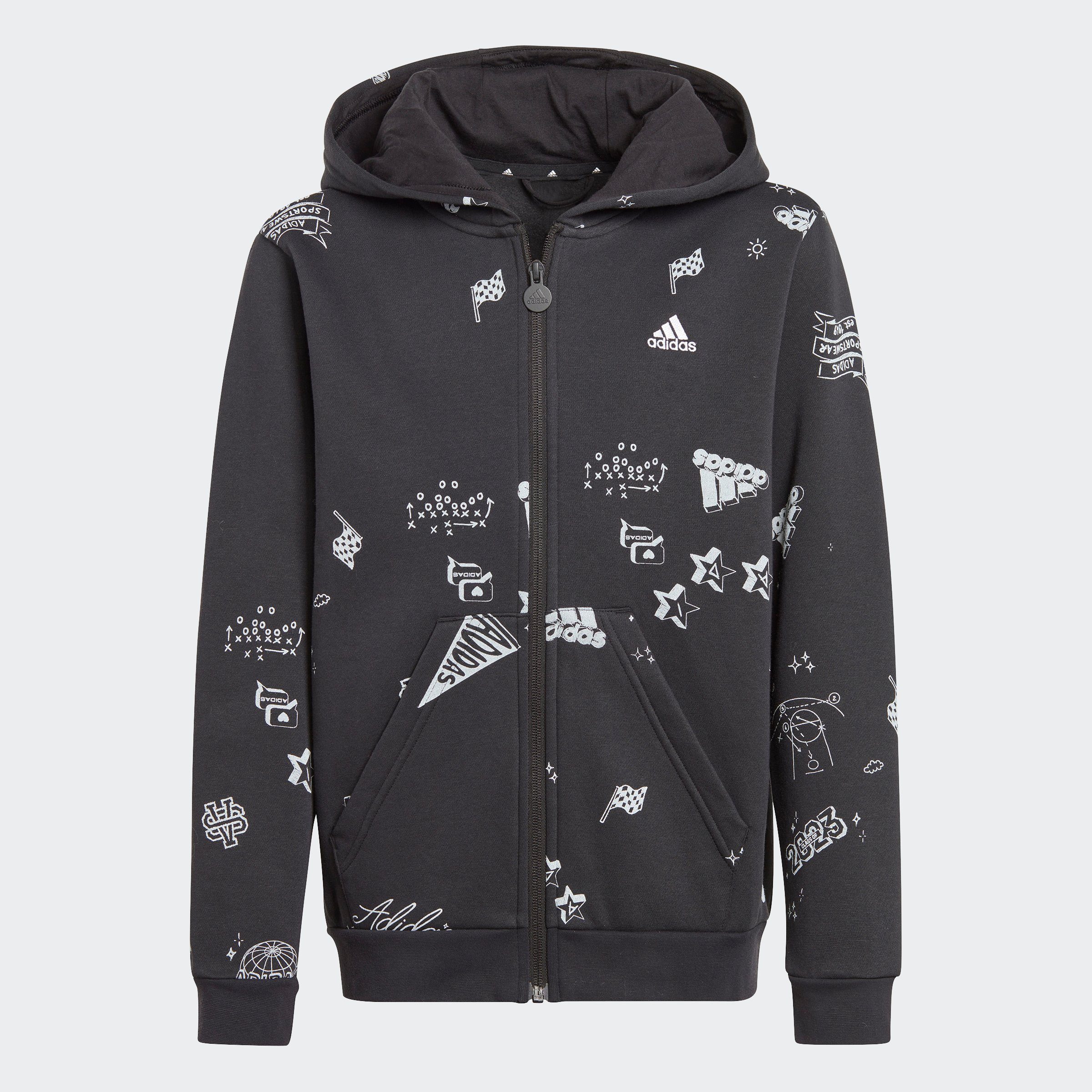 adidas Sportswear Kapuzensweatshirt BRAND ALLOVER KIDS KAPUZENJACKE LOVE black-white-white PRINT