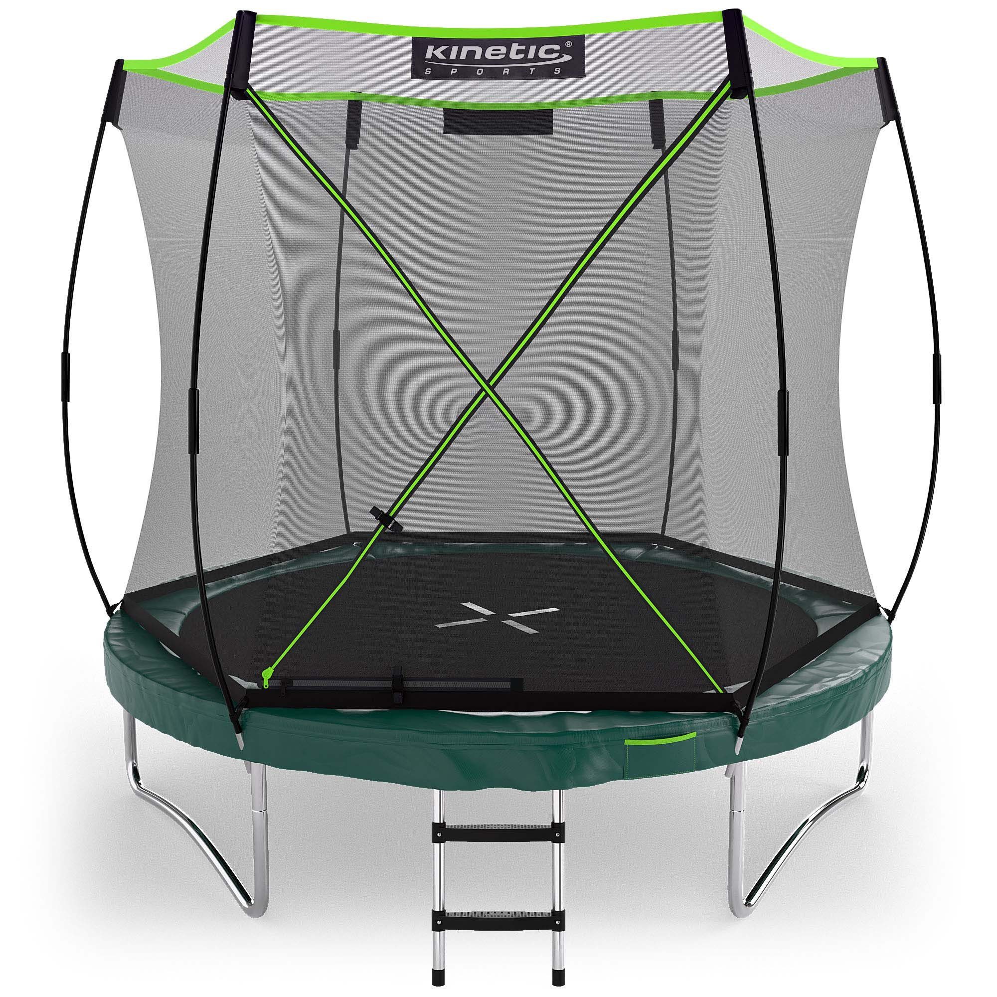 Kinetic Sports Gartentrampolin BUNGEE SAFETY ELITE, Ø 244 cm, Bungee-Seil Federung, Ultraleise, AirMAXX Sprungtuch