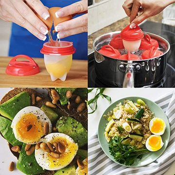KINSI Eierbecher Silikon-Eierkocher,Eierbecher,Kochutensilien,Kochgeschirr,6 Stück, Hochtemperaturbeständig