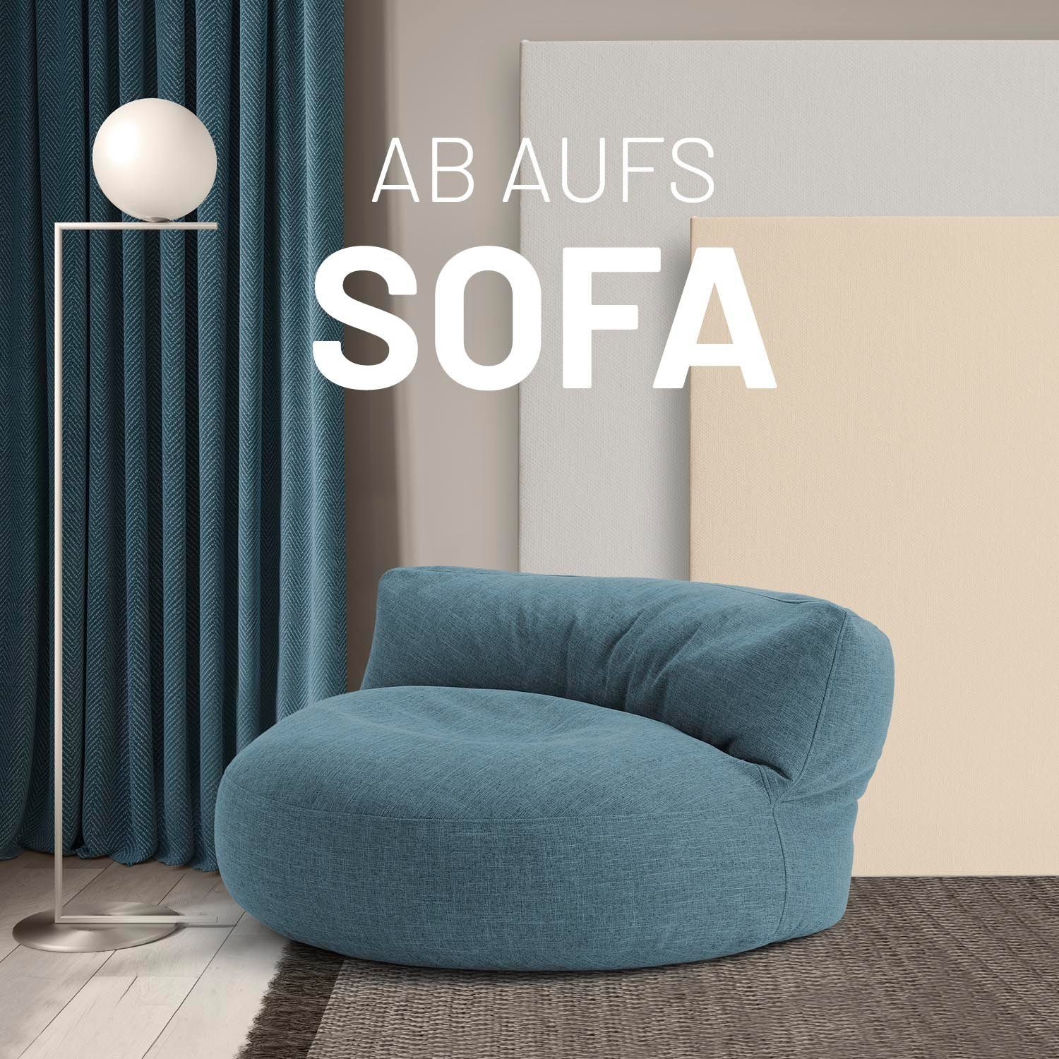Lumaland Sitzsack Round Sofa Sitzkissen 90x90x50cm Lounge, Couch Bean Bag inkl. aqua In-& Rückenlehne Outdoor