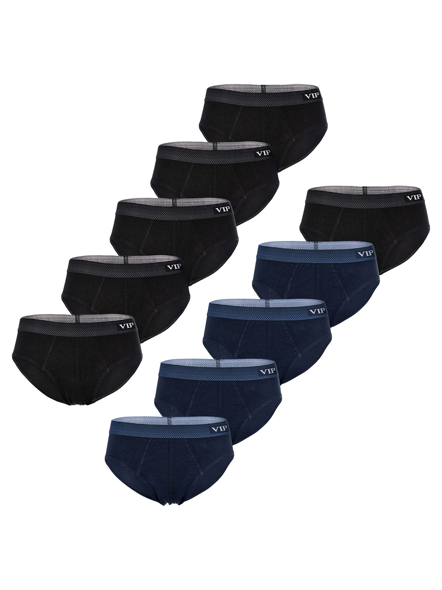 VIP Slip Premium Jersey Stretch - 10er Set - klassische Unterhosen (10-St) Unterwäsche Männer Herren Uni Baumwoll-Mix (95% Baumwolle) 10-Pack