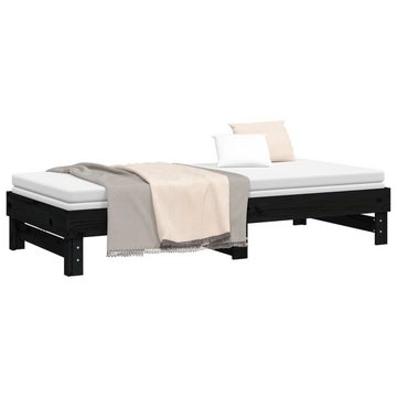 vidaXL Bett Tagesbett Ausziehbar Schwarz 2x(90x200) cm Massivholz Kiefer