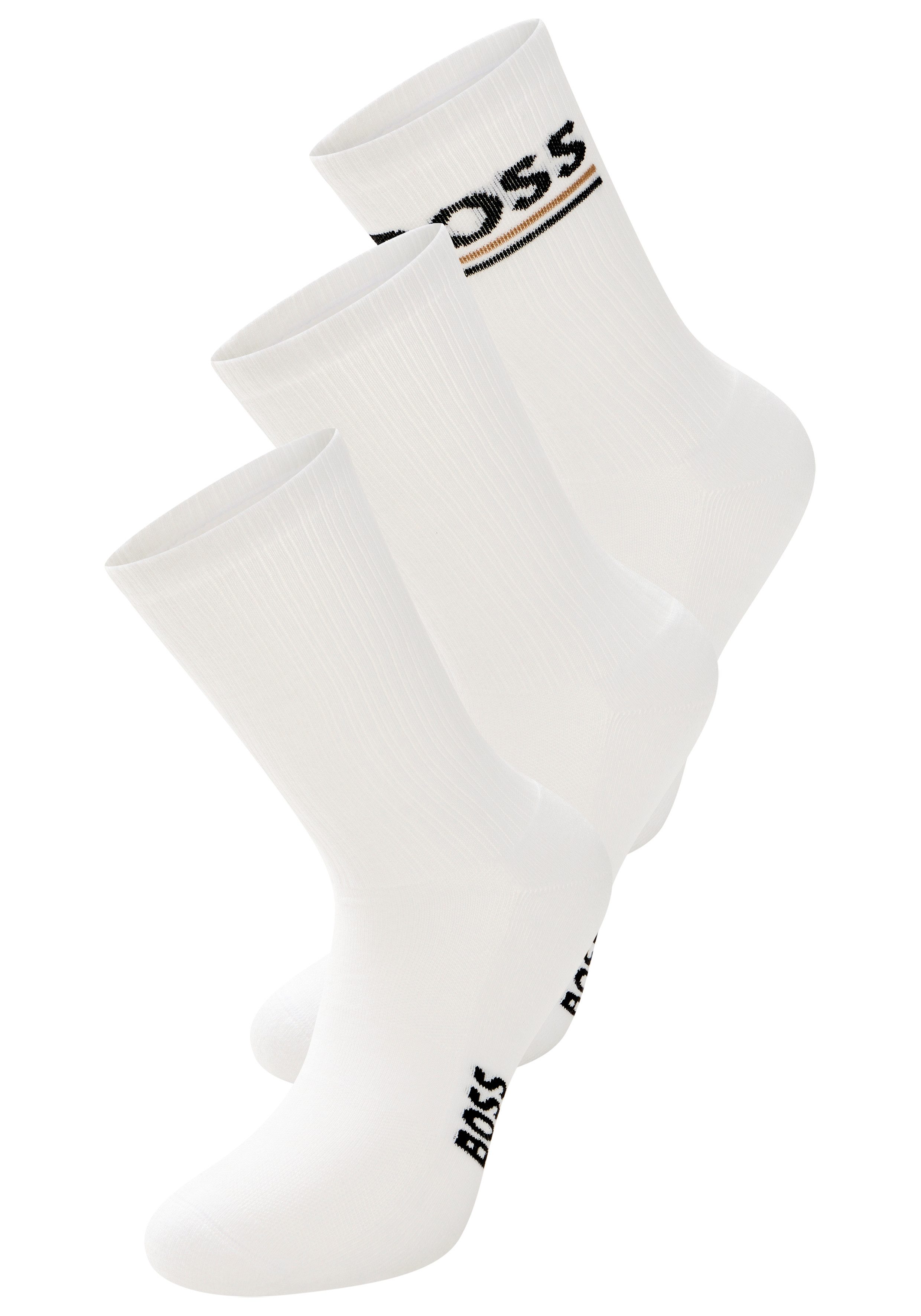 BOSS Socken 3P QS Rib Iconic VB (3-Paar) Rippstruktur, Plüschsohle