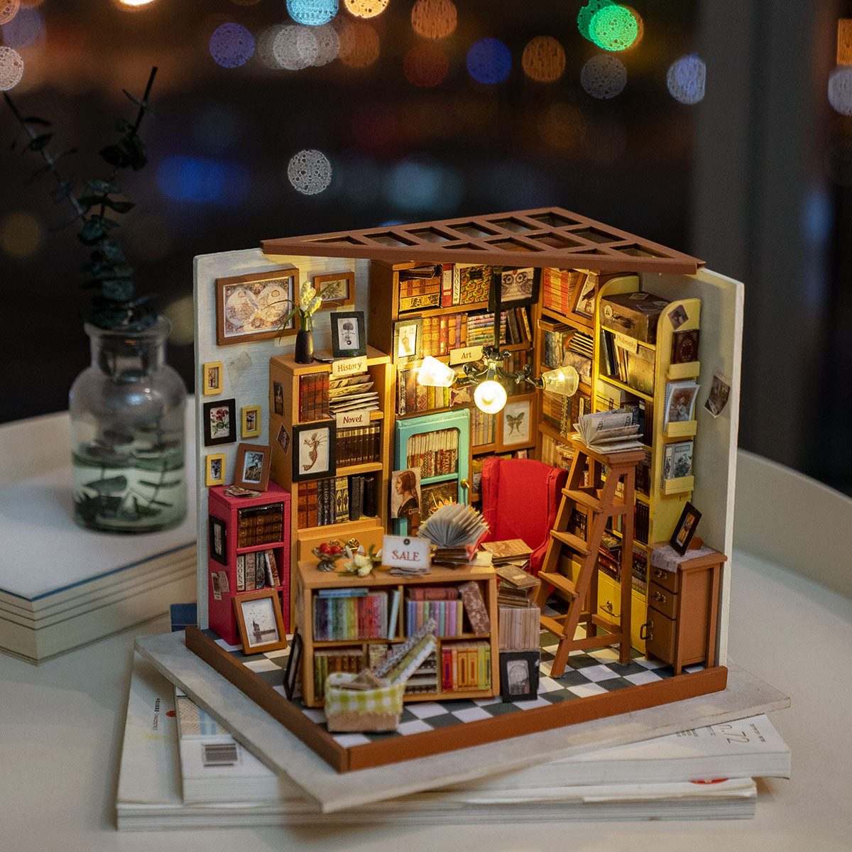 Robotime 3D-Puzzle Sam's Study (Arbeitszimmer) Miniaturhaus, 253 Puzzleteile
