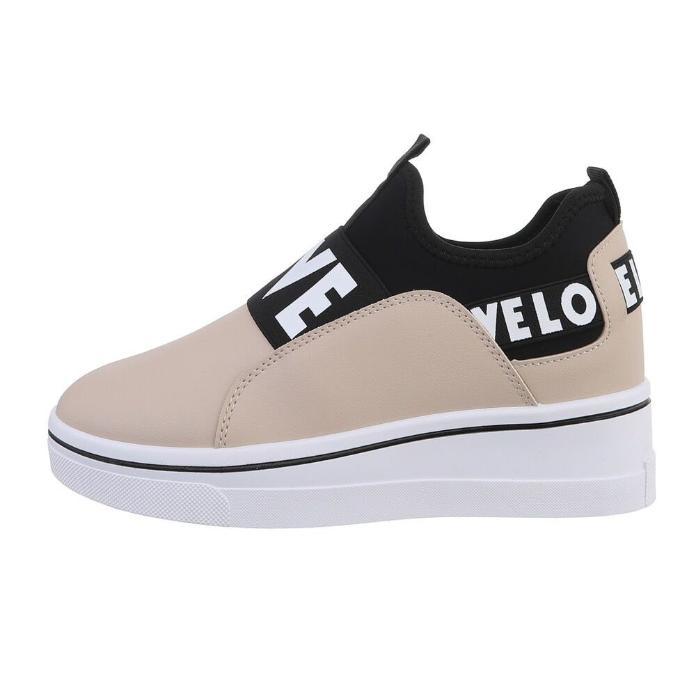 [60 % RABATT auf begrenzte Menge] Ital-Design Damen Low-Top Freizeit Beige in Sneakers Sneaker Keilabsatz/Wedge Low