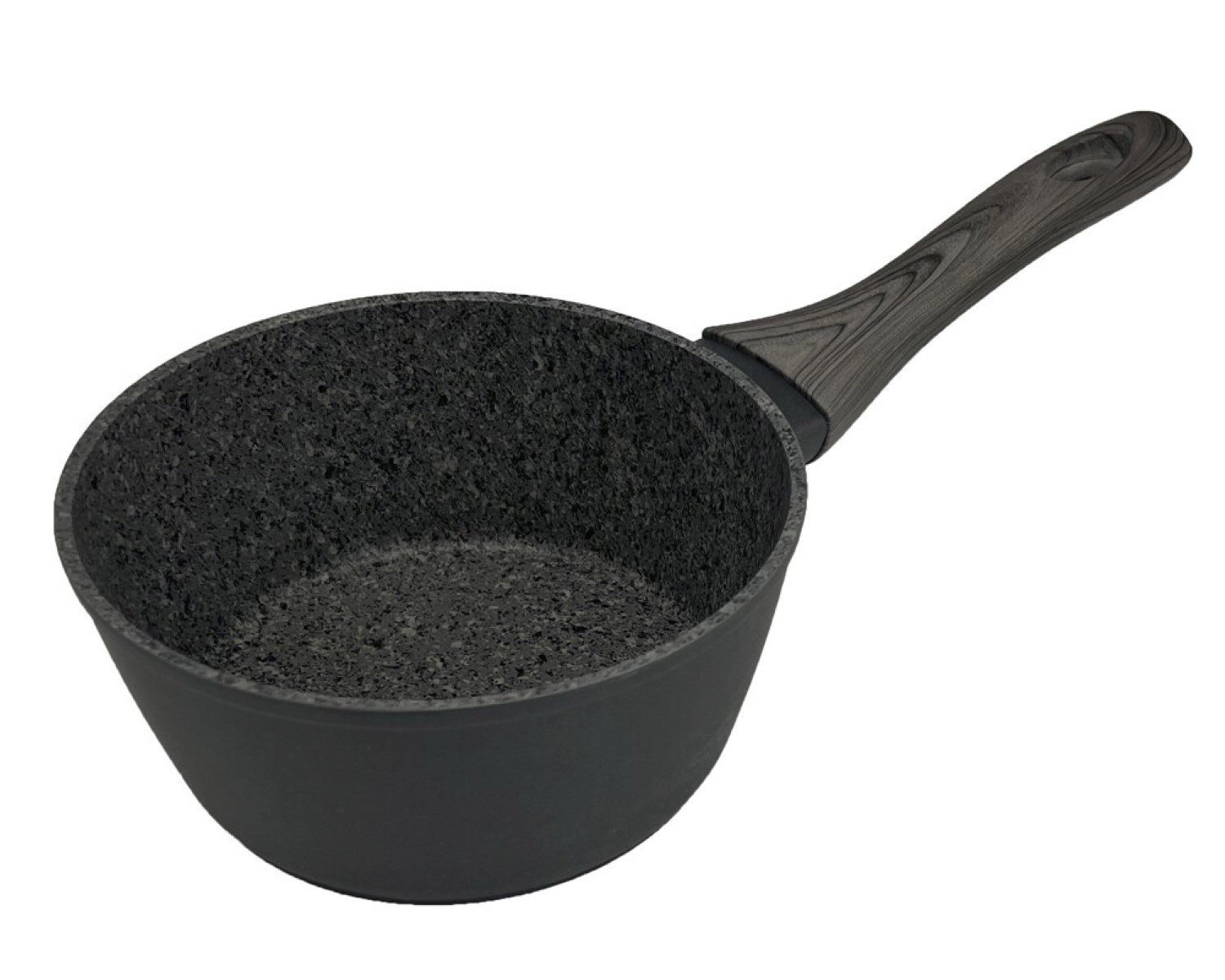 Michelino Serviertopf Stieltopf ø16cm Schwarz mit ergonomischem Griff in Holzoptik Antihaft, (1-tlg)