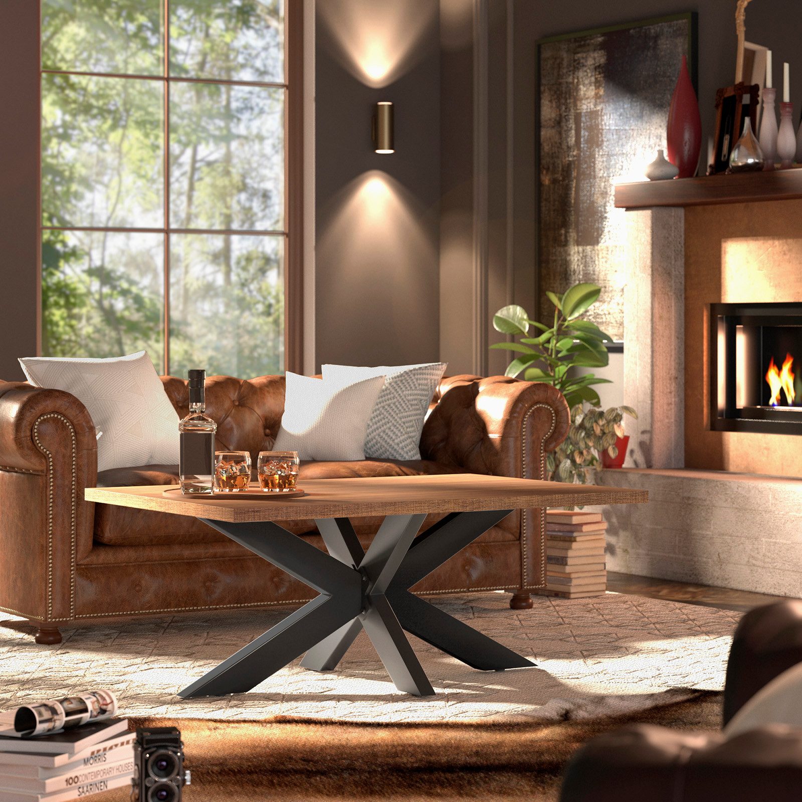 SO-TECH® Tischgestell SPIDER Schwerlast belastbar bis 250 kg, einfache Montage (1-St), Tischfuß für Couchtisch, schwarz, 98 x 58 x 43 cm