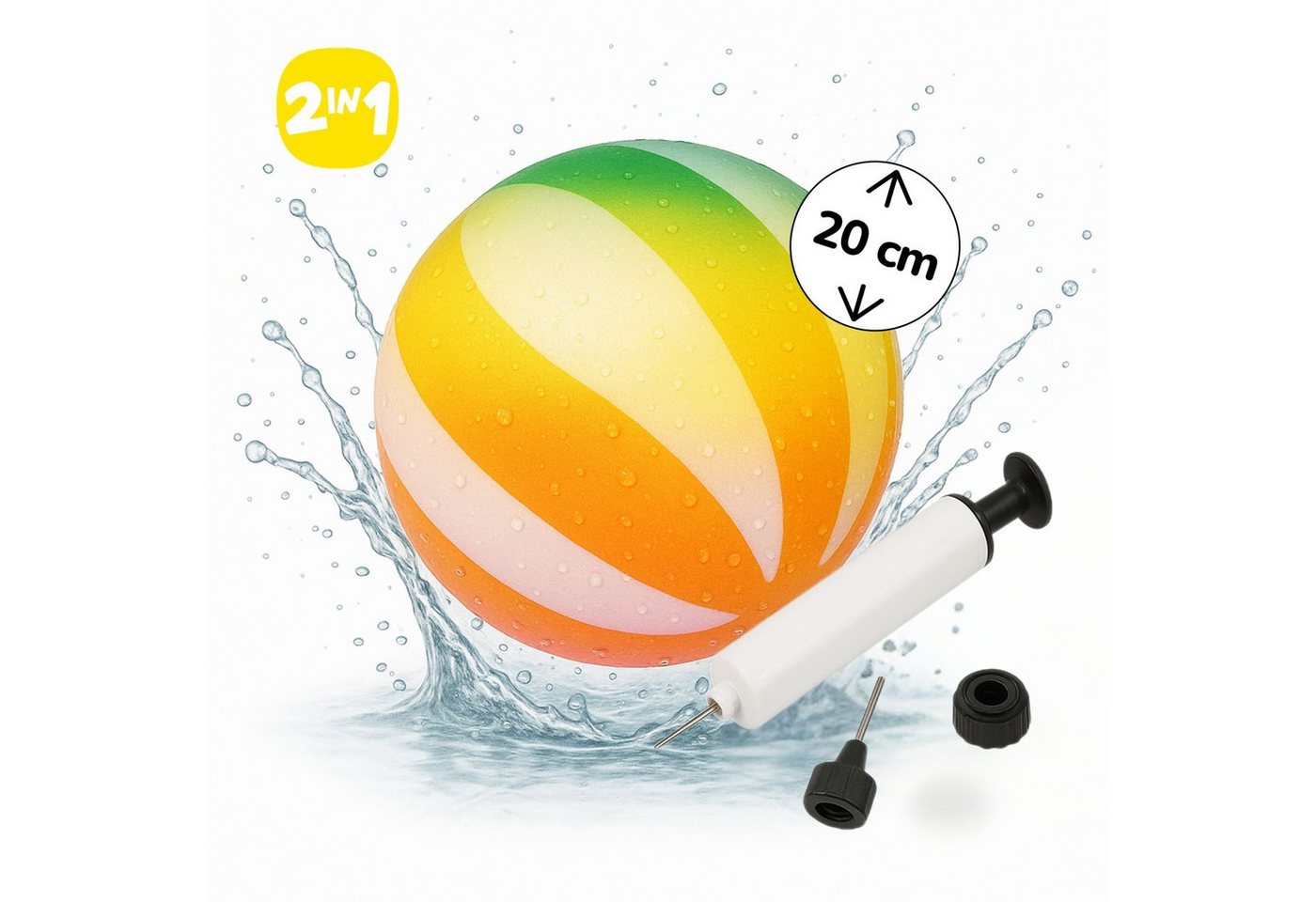 alldoro Wasserball Ø 20 cm mit 2 in 1 Funktion als Spielball und Unterwasserball nutzbar, Poolspielzeug für actionreichen Spielspaß im, über und unter Wasser