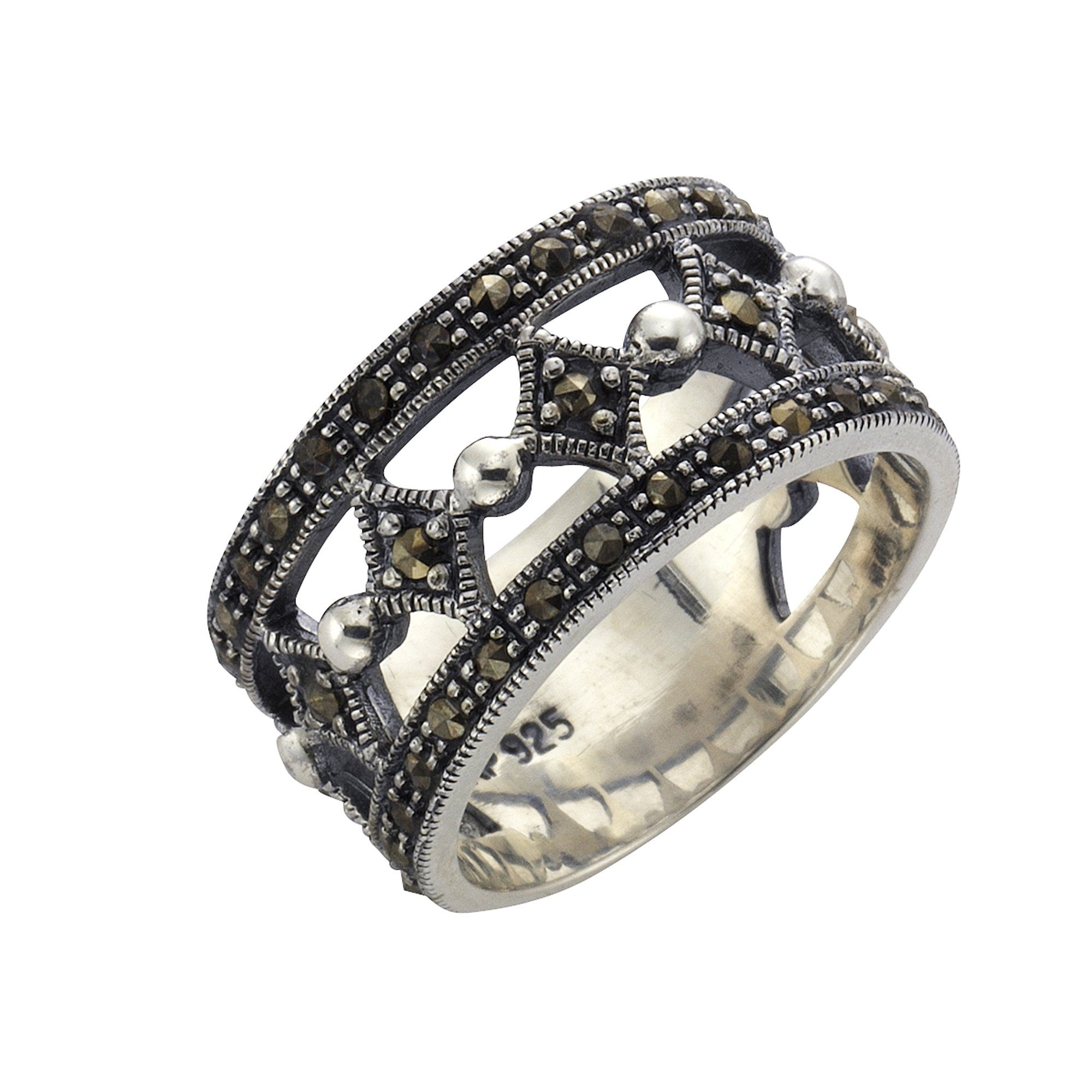 Zeeme Fingerring 925/- Sterling Silber Markasit, Angenehmer Tragekomfort