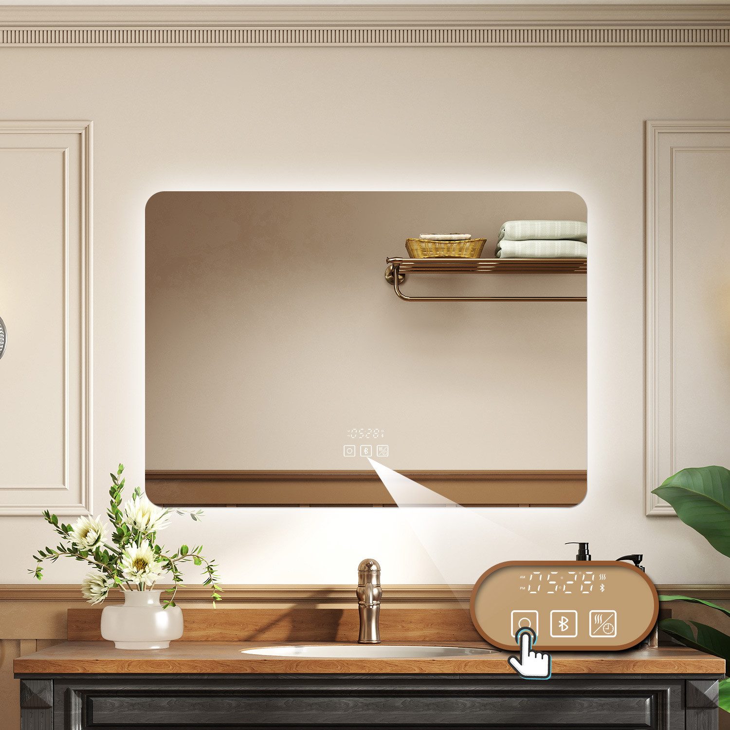 duschspa Badspiegel Badezimmerspigel Kalt/Neutral/Warmweiß Dimmbar Beschlag günstig online kaufen