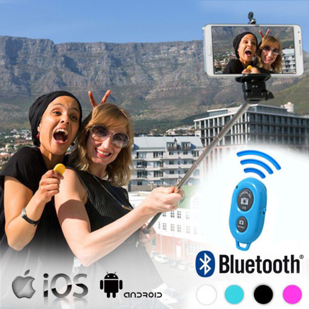 Selfie-Stick Selfie Monopod mit Bluetooth Fernbedienung - Farbe: Weiß