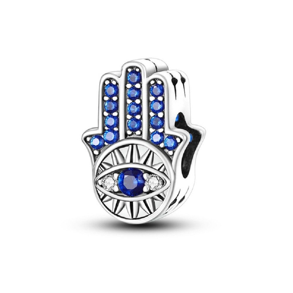PANDACHARMS Bead Fatimas Hand mit Auge Charm für Charm Armband, 925er Silber, Zirkonia