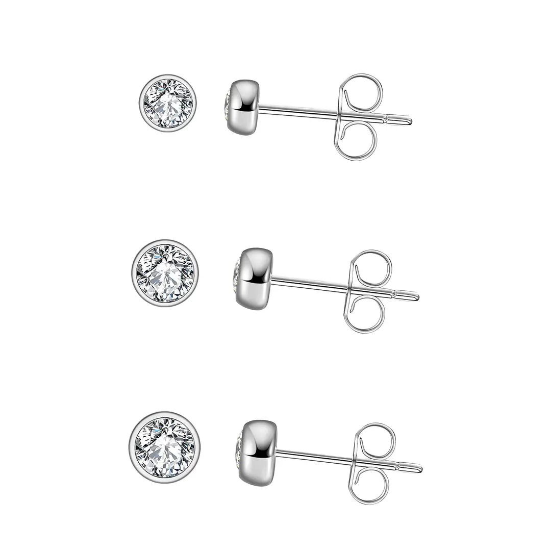Suzan Gold Paar Ohrstecker 925 Silber Zirella Zirkonia 2, 3 und 4 mm