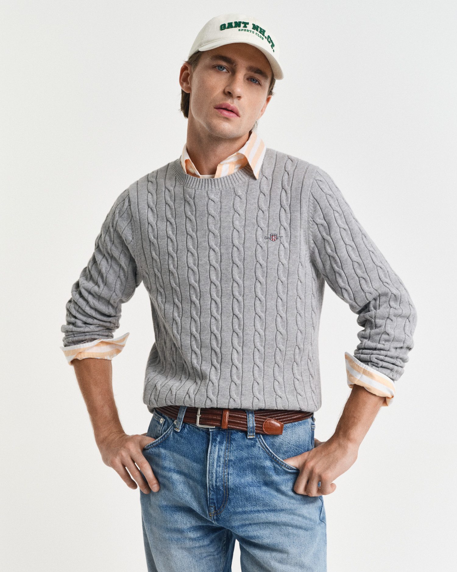 Gant Zopfstrickpullover aus Baumwolle Farbe dunkelblau Größe: 4XL günstig online kaufen