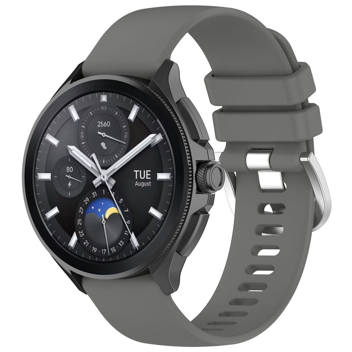 Wigento Smartwatch-Armband Für Xiaomi Watch S3 hochwertiges Glänzend Silikon Ersatz Armband Grau | Uhrenarmbänder