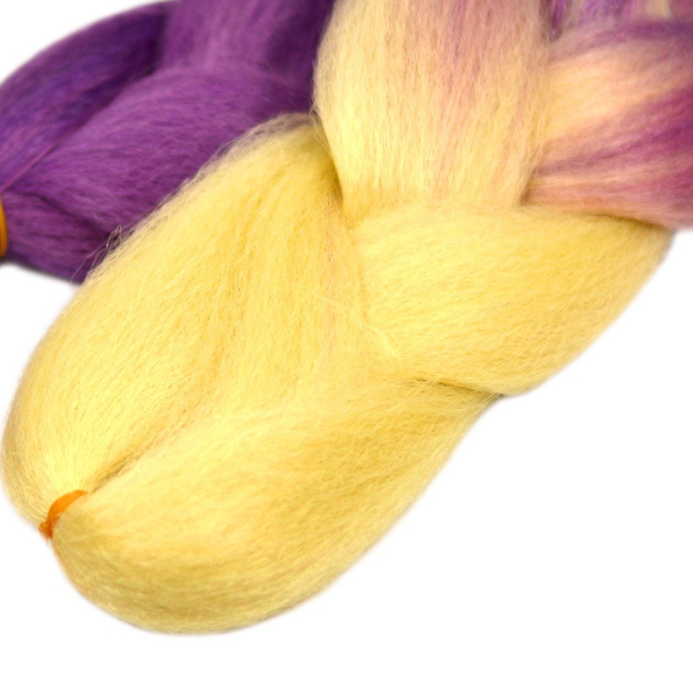 MyBraids YOUR im 50-BY BRAIDS! Zöpfe 3er 2-farbig Jumbo Flechthaar Braids Hellblond-Violett Kunsthaar-Extension Pack