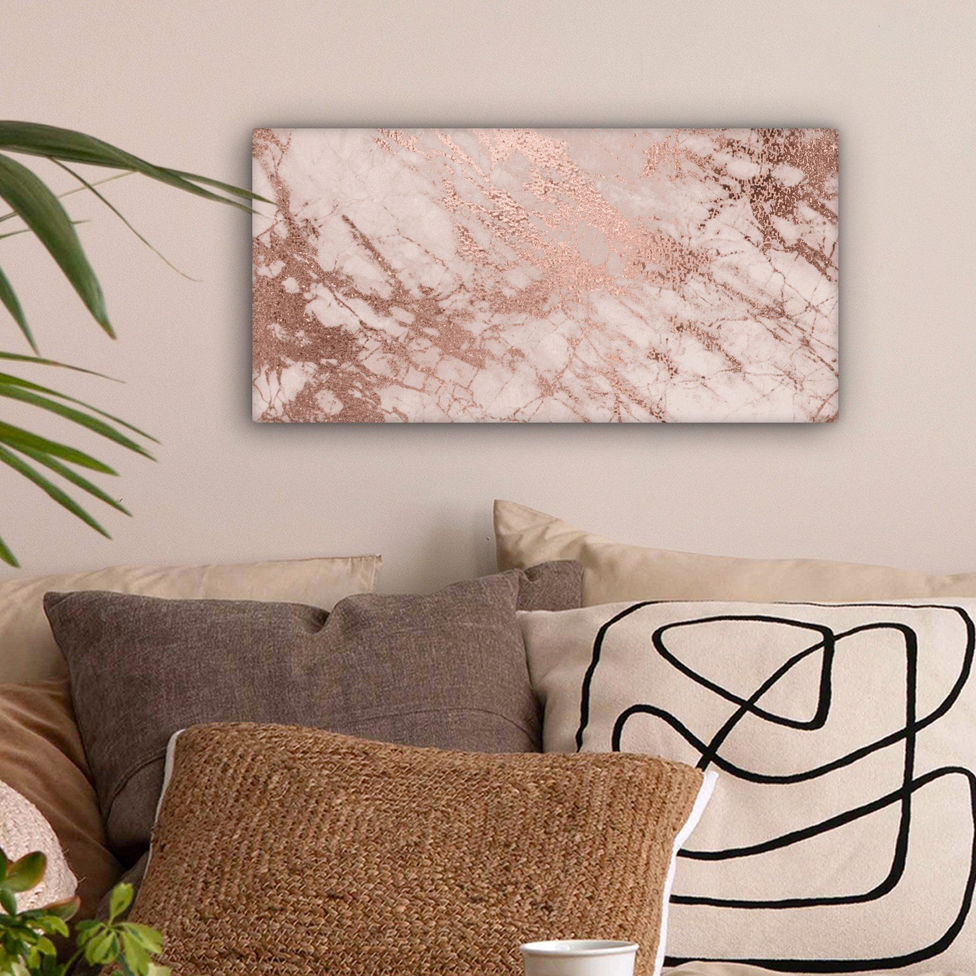 OneMillionCanvasses® Leinwandbild Panorama Marmor - Rosa - Luxus - Marmorop günstig online kaufen