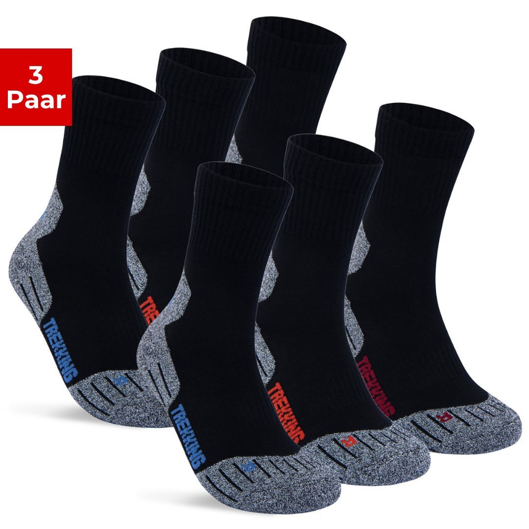 sockenkauf24 Sportsocken 3 Paar Damen & Herren Funktionssocken (35-38, Farbmix) Laufsocken Wandersocken Stoßabfedernd - 16101 WP