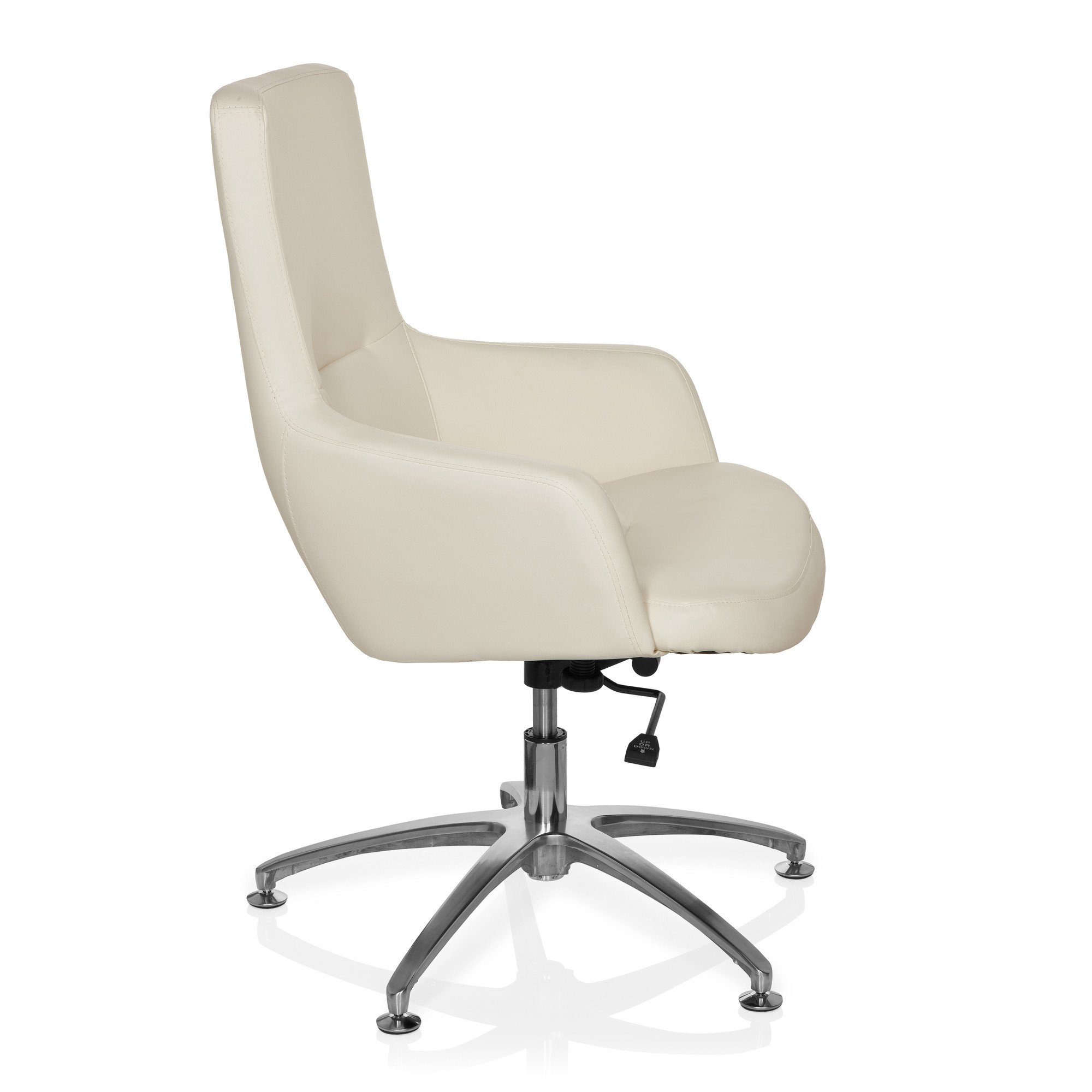 hjh OFFICE Loungesessel SHAKE | Cremeweiß Cremeweiß Armlehnen, Loungesessel Kunstleder Sessel mit 300 Sitzhöhenverstellung mit