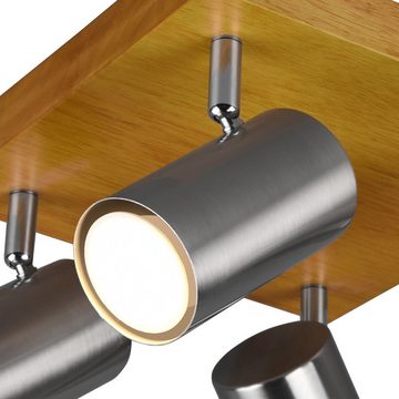 etc-shop LED Deckenspot, Leuchtmittel nicht inklusive, Decken Strahler Holz Lampe braun Wohn Ess Zimmer Beleuchtung Design
