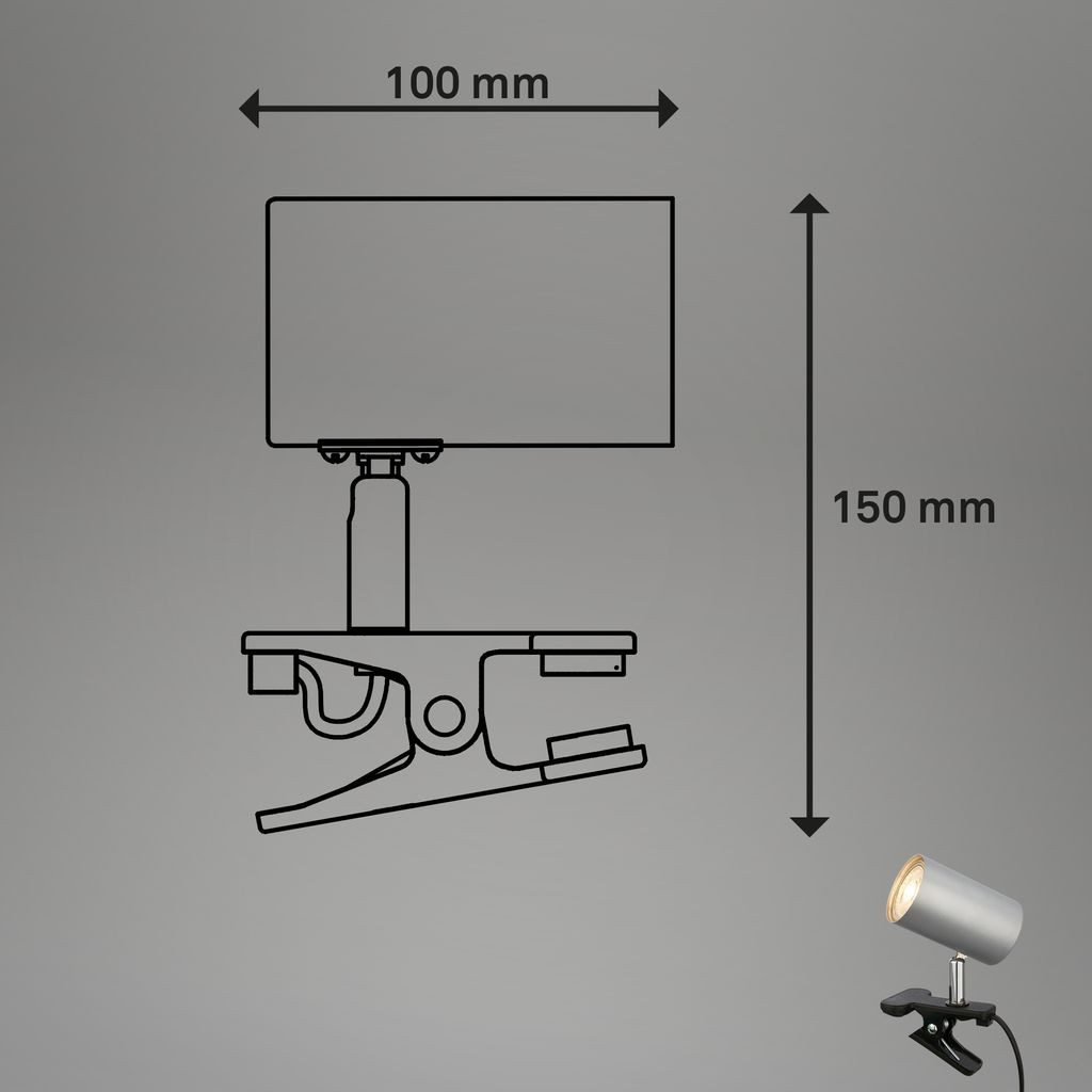 Briloner Leuchten Tischleuchte 2766014, ohne Leuchtmittel, 2700K - Extra-Warmweiß, Leselampe 16,5x6,5x12cm Chrom-Matt GU10 max.9W Bettlampe Schreibtisch
