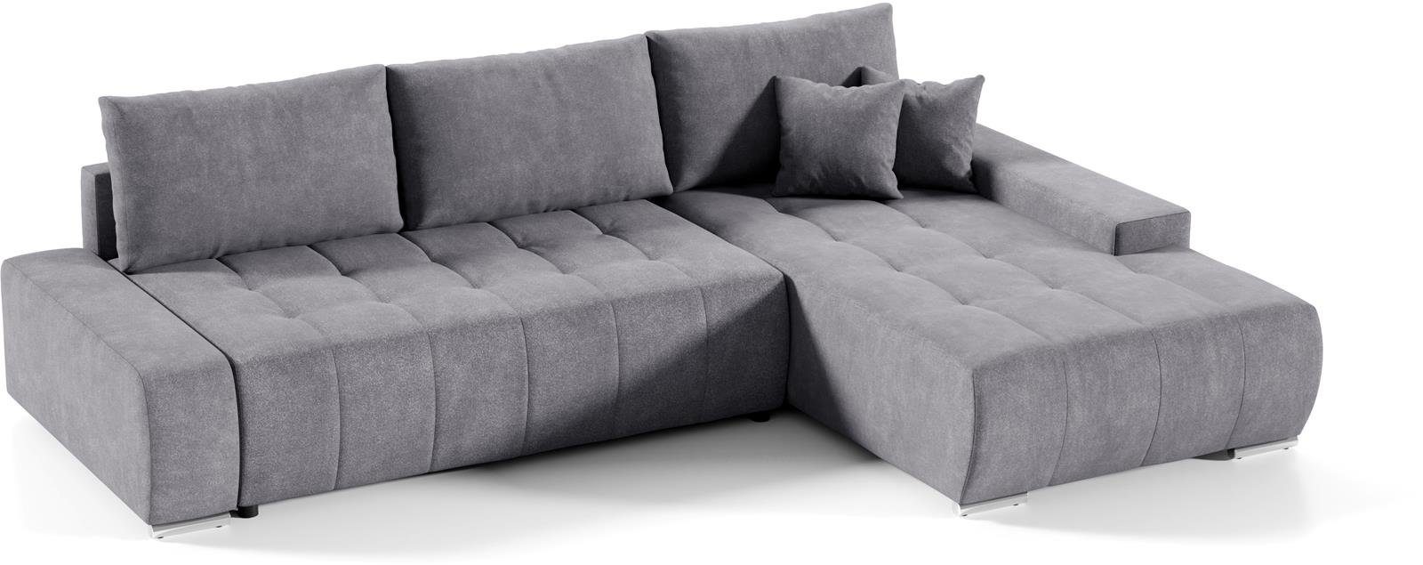 Compleo Ecksofa MONO L-Form Ecksofa mit Steppung, Schlafsofa aus Velourstof günstig online kaufen