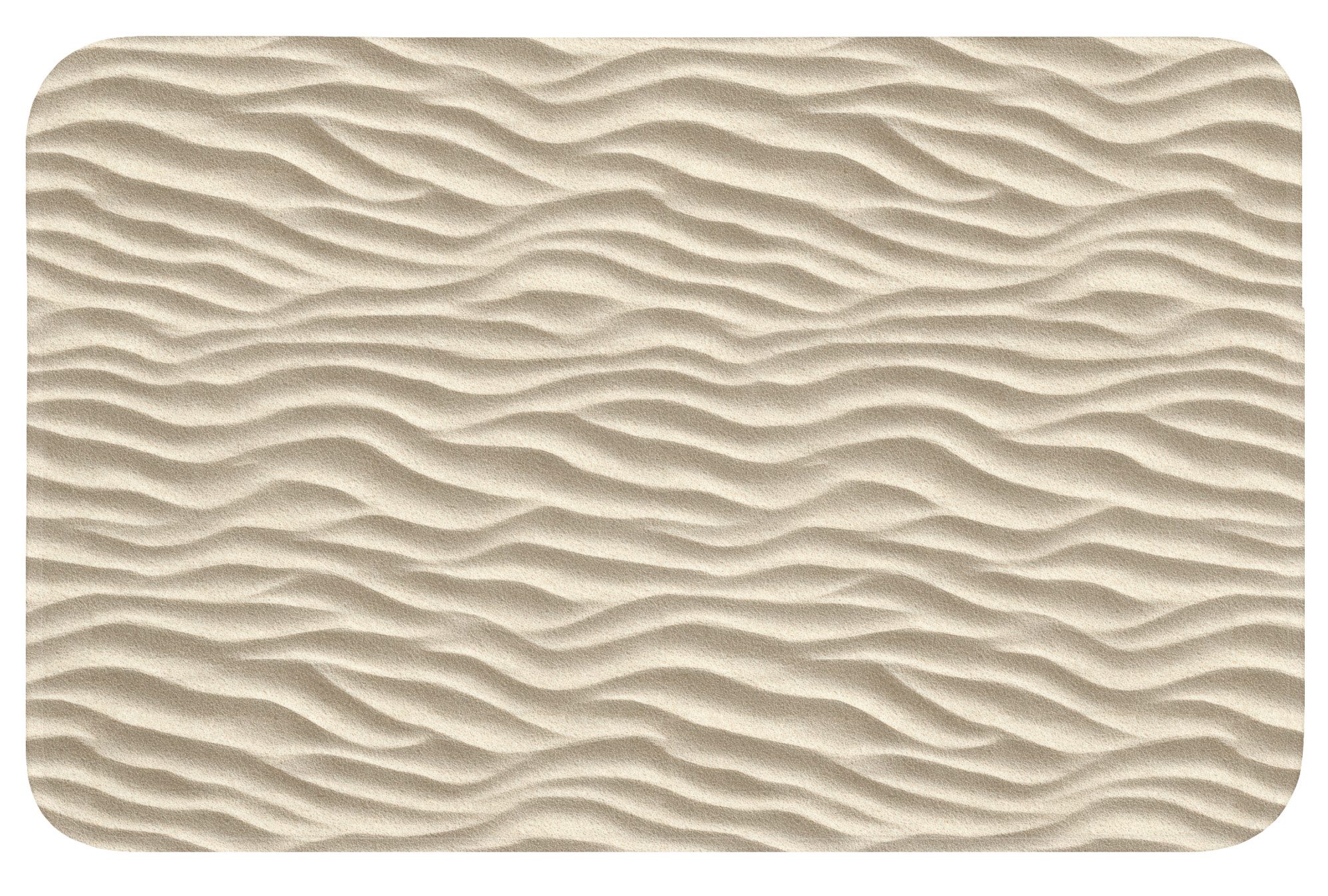 OnlyWow Badematte Sand - Wellen - Beige, Höhe 10 mm, Polyester, Rechteckig, Badezimmerteppich, Badteppich, Rutschfest, Duschvorleger, Duschmatte