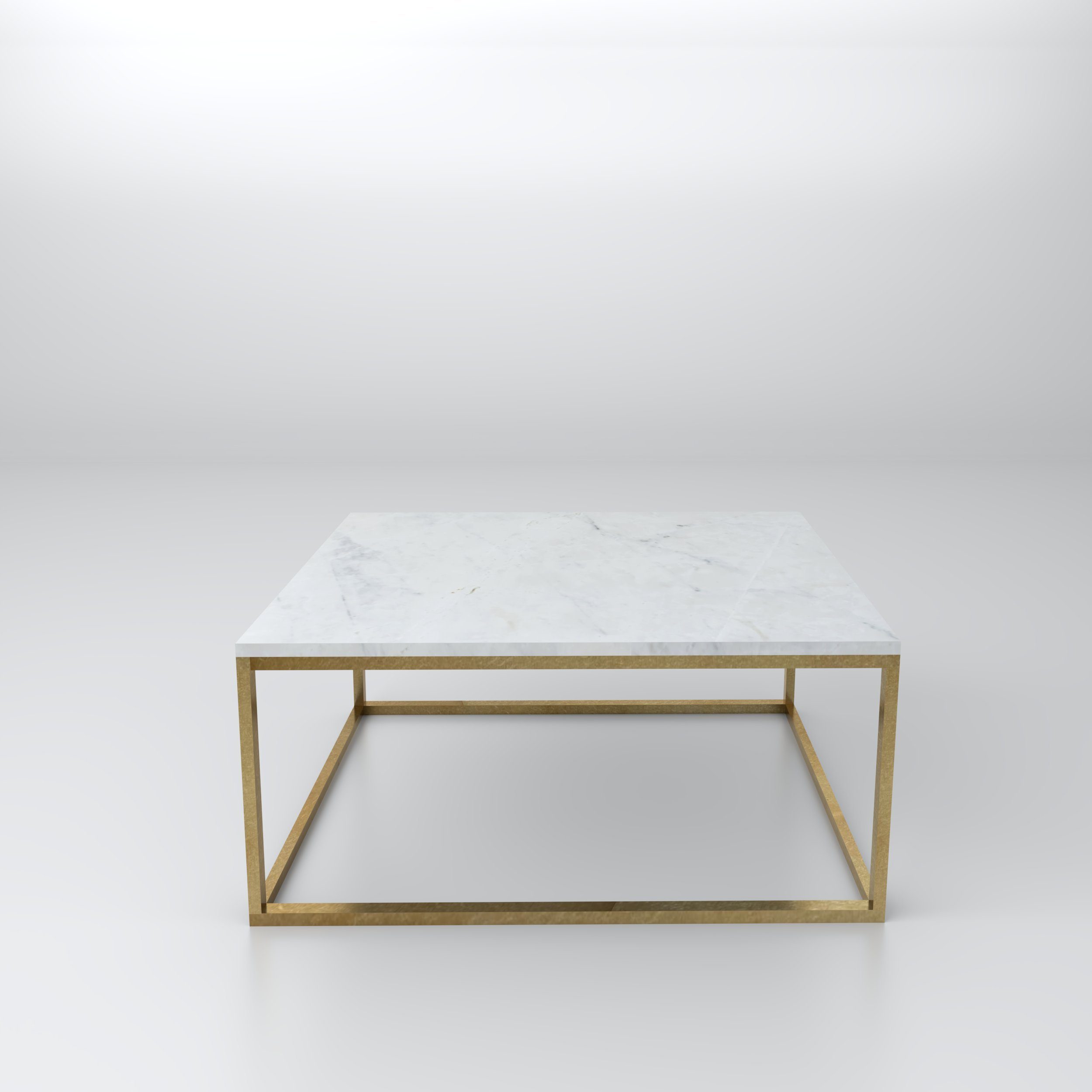 Marmor Couchtisch Stone quadratischer gold Couchtisch | Bianco SAZIO D'arte Enzo aus hochwertigem