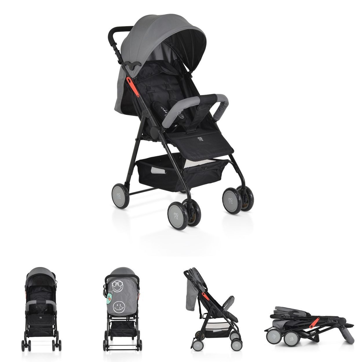 Moni Kinder-Buggy Capri, 5-Punkt-Gurt, Rückenlehne verstellbar, kompakt faltbar, Sonnendach